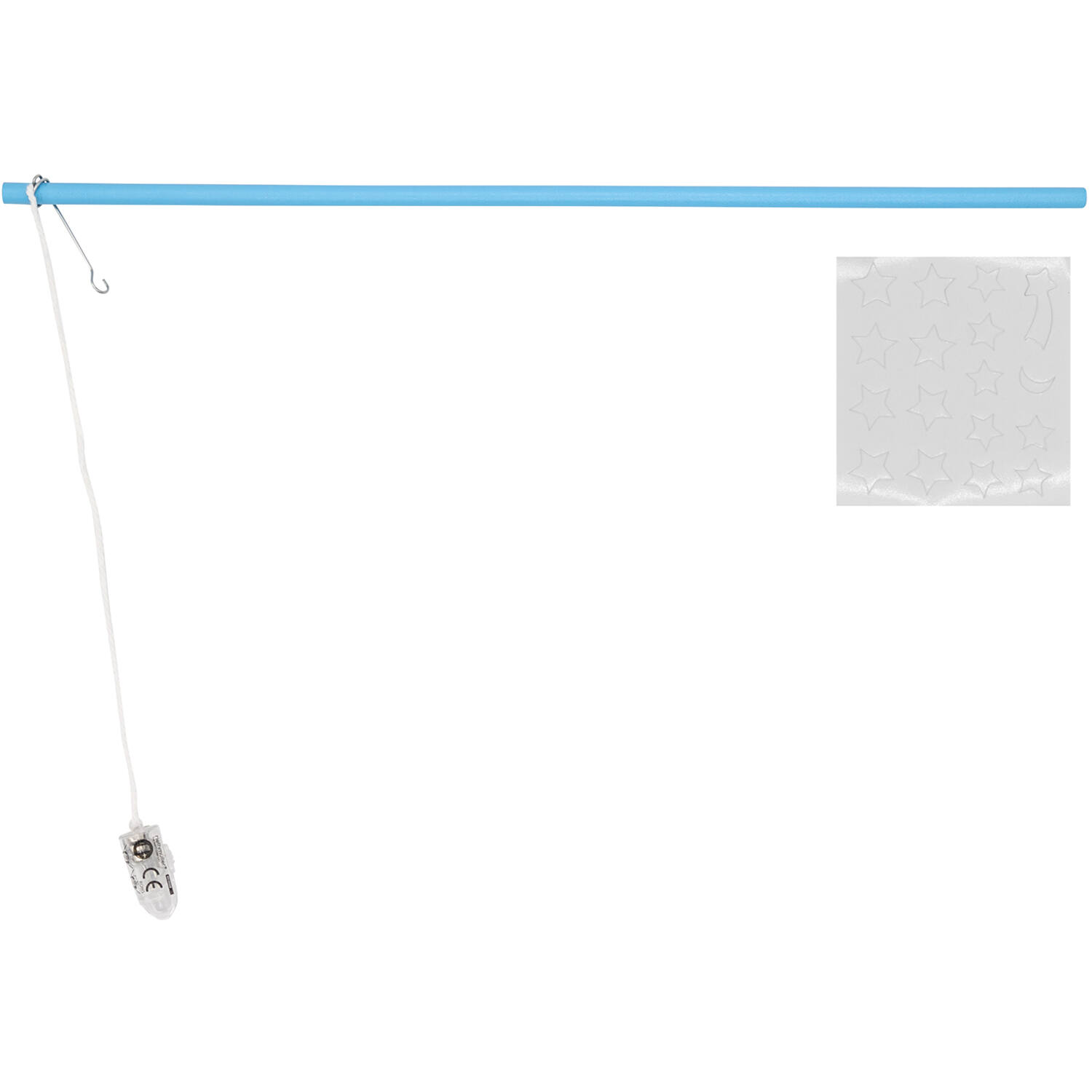 Lantern Stick with LED Light Blue with GITD Stickers Wood 40cm