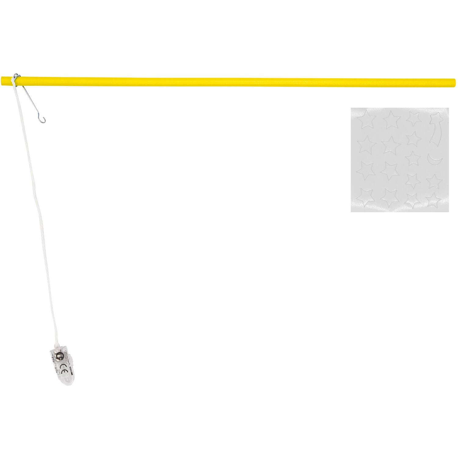 Lantern Stick with LED Light Yellow with GITD Stickers Wood 40cm