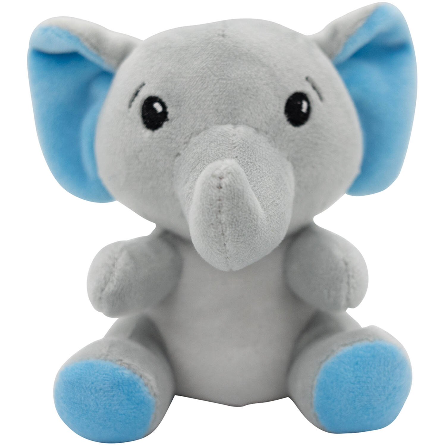 2-in-1 plush toy balloon weight elephant with blue ears, with hook, 11cm, 90g