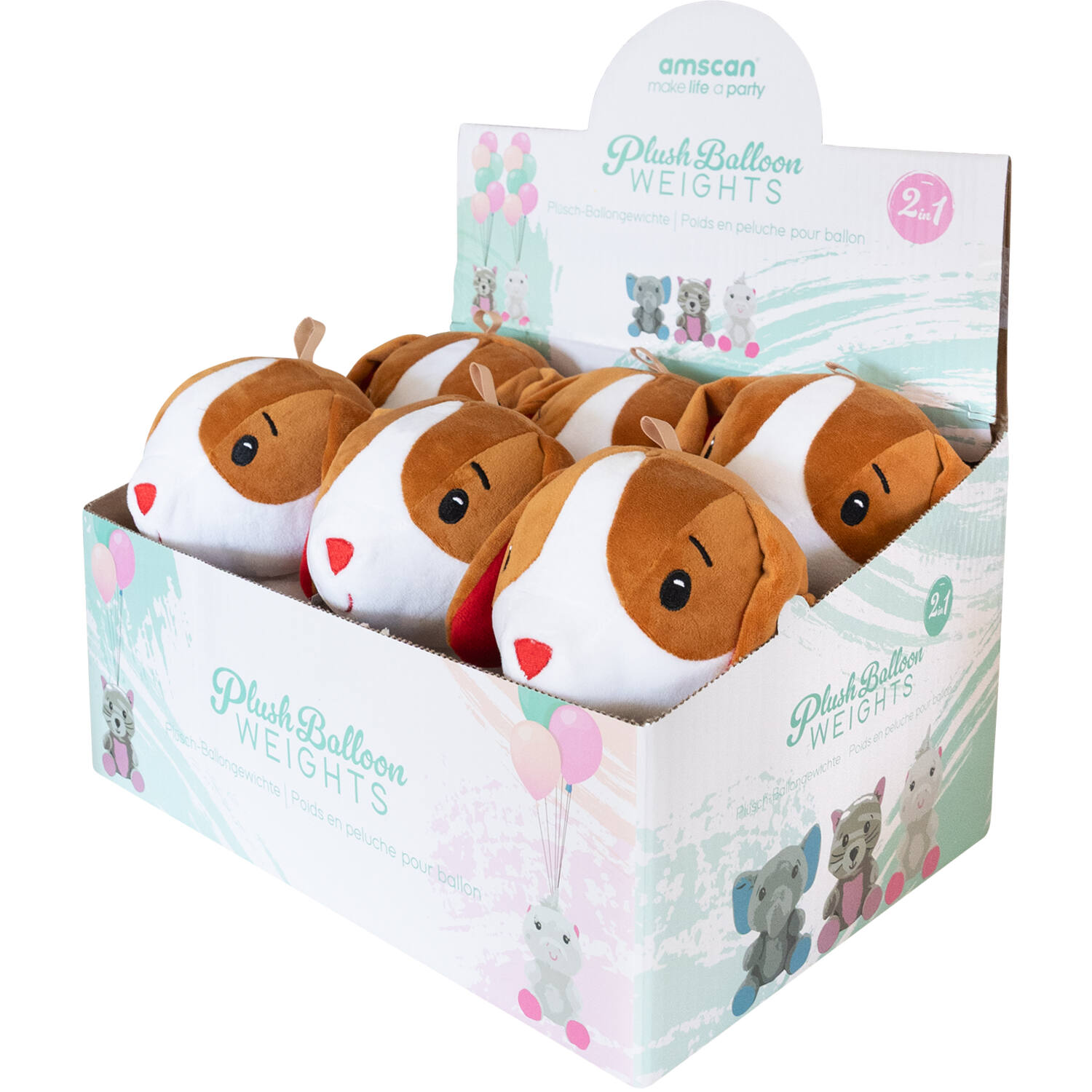 2-in-1 plush toy balloon weight dog with loop, 21cm, 170g
