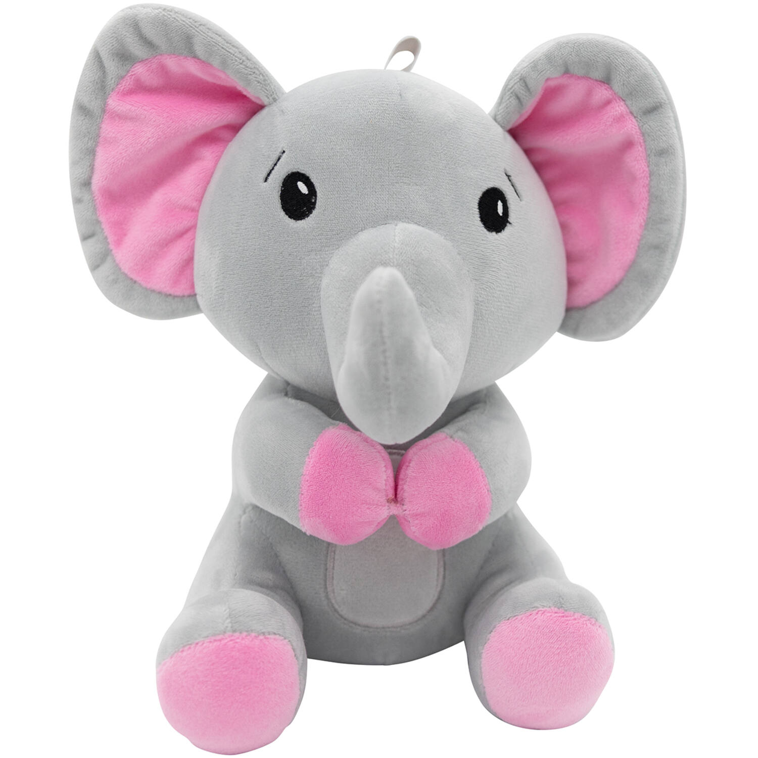 2-in-1 plush toy balloon weight elephant with pink ears, with loop, 21cm, 170g