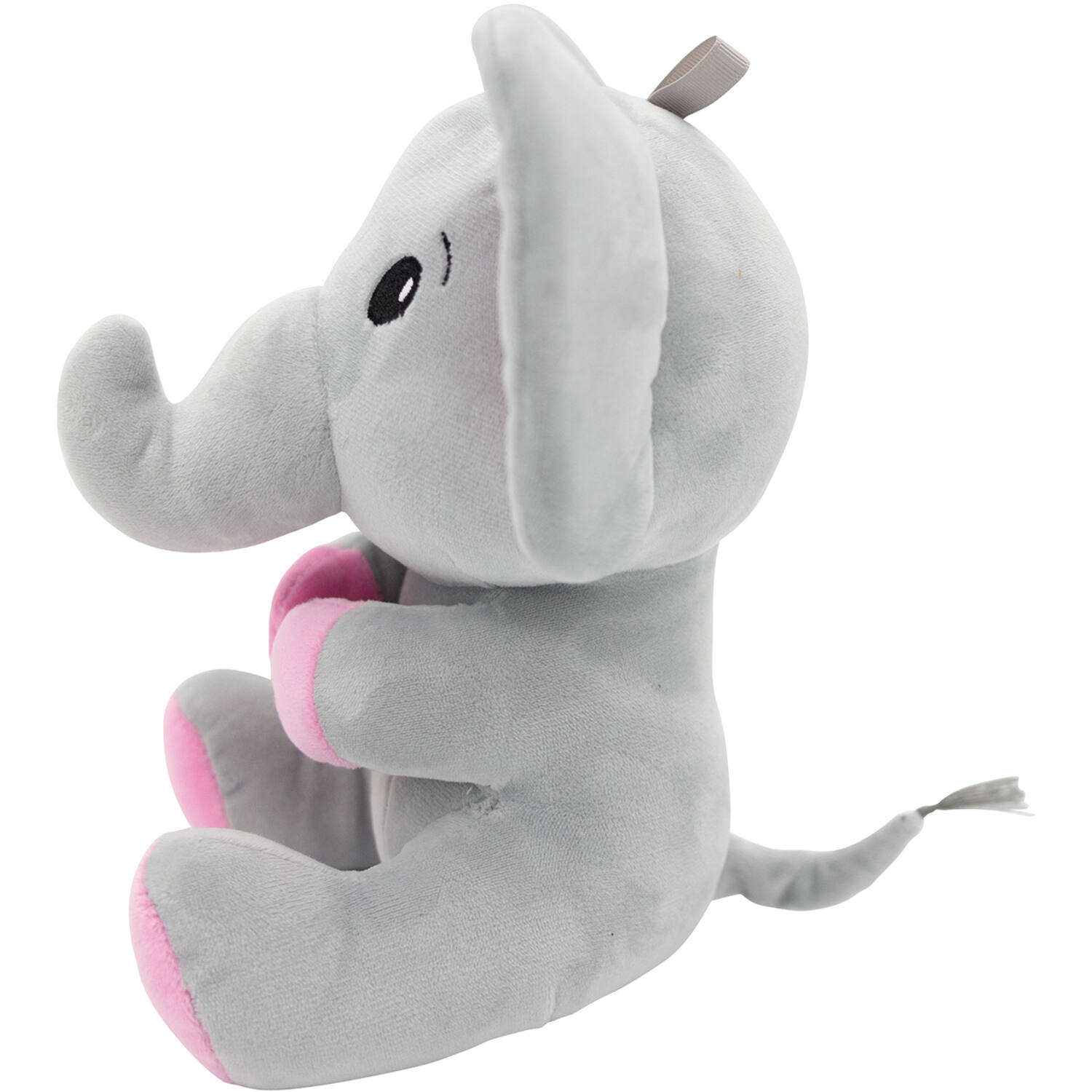 2-in-1 plush toy balloon weight elephant with pink ears, with loop, 21cm, 170g