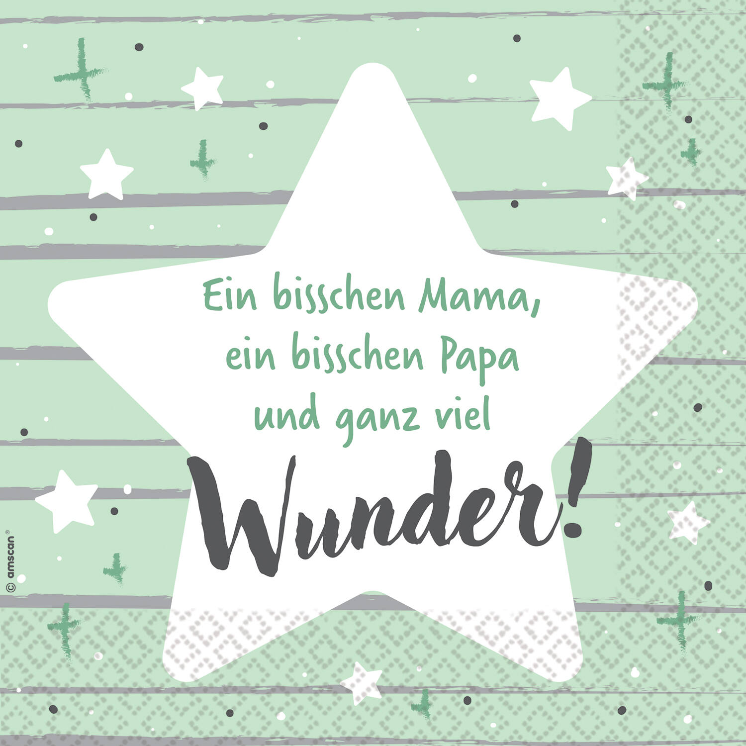 16 napkins "Ein bisschen Papa, ein bisschen Mama..." 33cm x 33cm