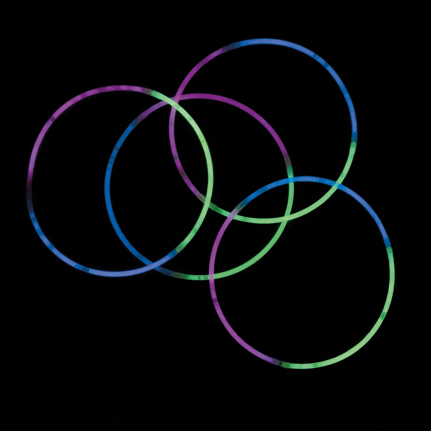 4 Glow Necklaces Tri-Colour Plastic 60 cm