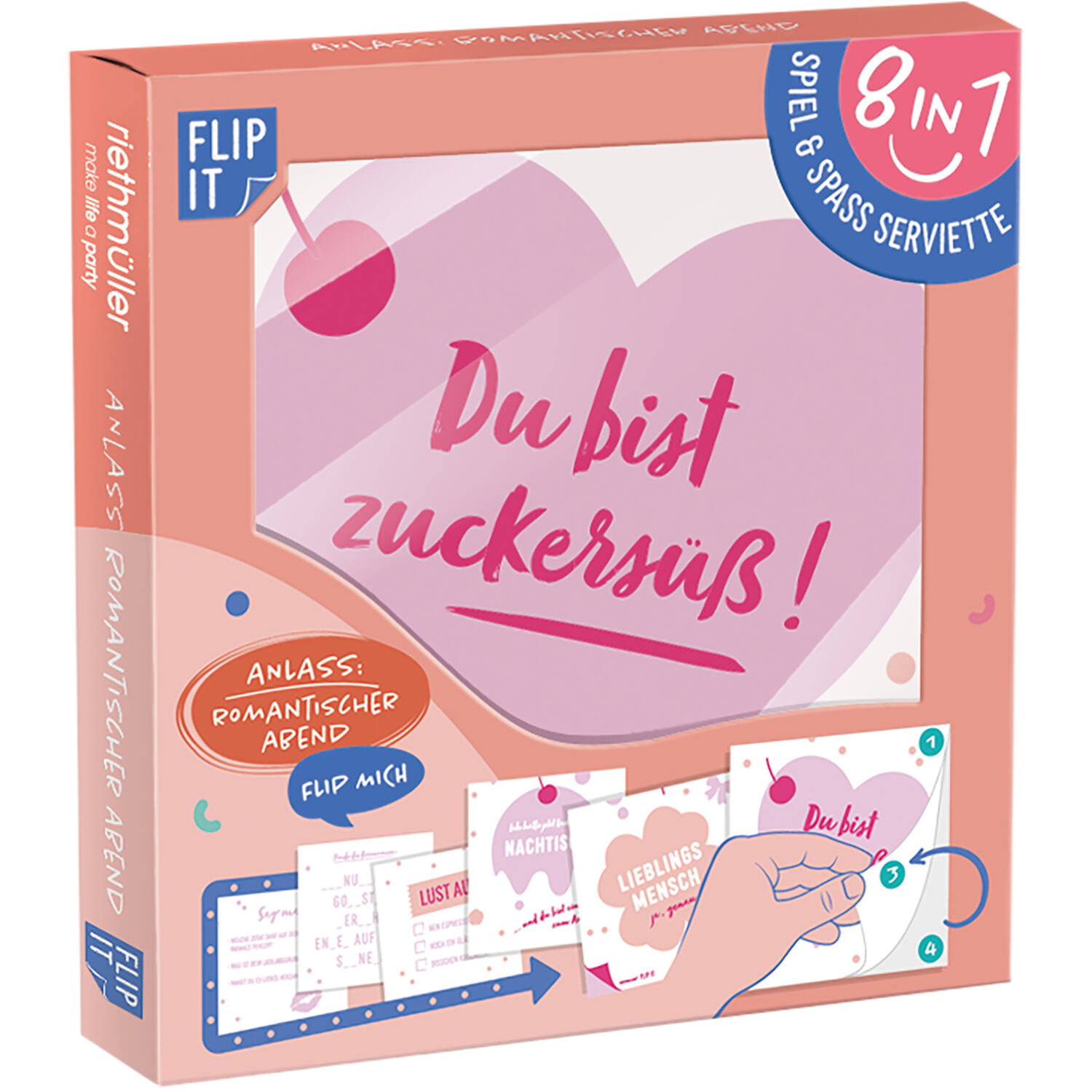 12 Flip napkins "romantischer Abend" 33x33cm, double-sided printed