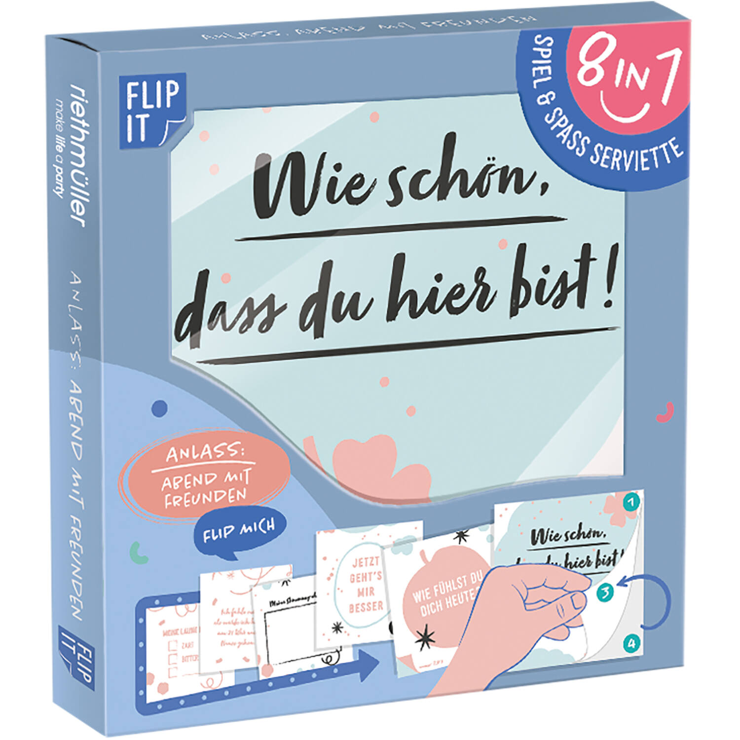 12 Flip napkins "Abend mit Freunden" 33x33cm, double-sided printed