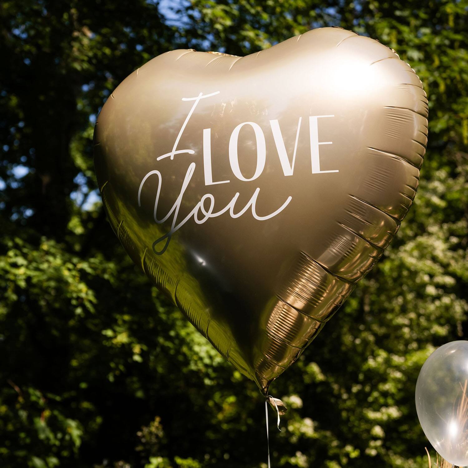 Foil Balloon - Shape - Heart - ‘I love you’ - Gold - 98x98 cm