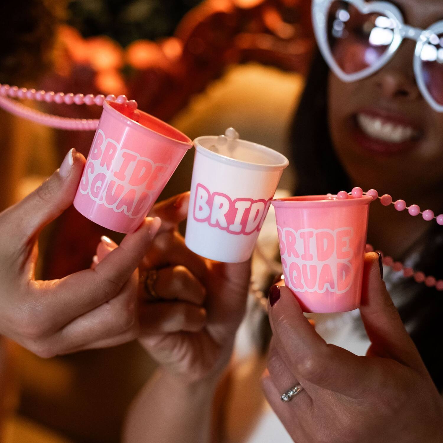 Shot glass on chain - Bride - She Said Yaasss - White