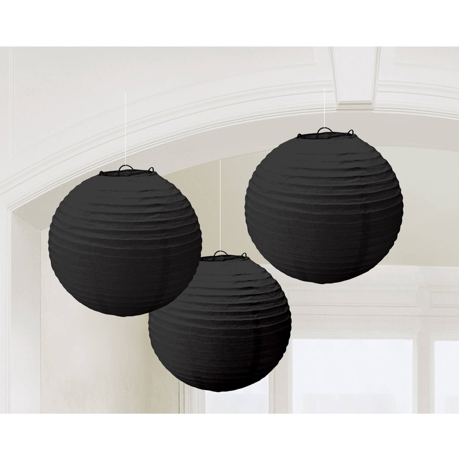 3 Lanterns Black Paper 24.1 cm