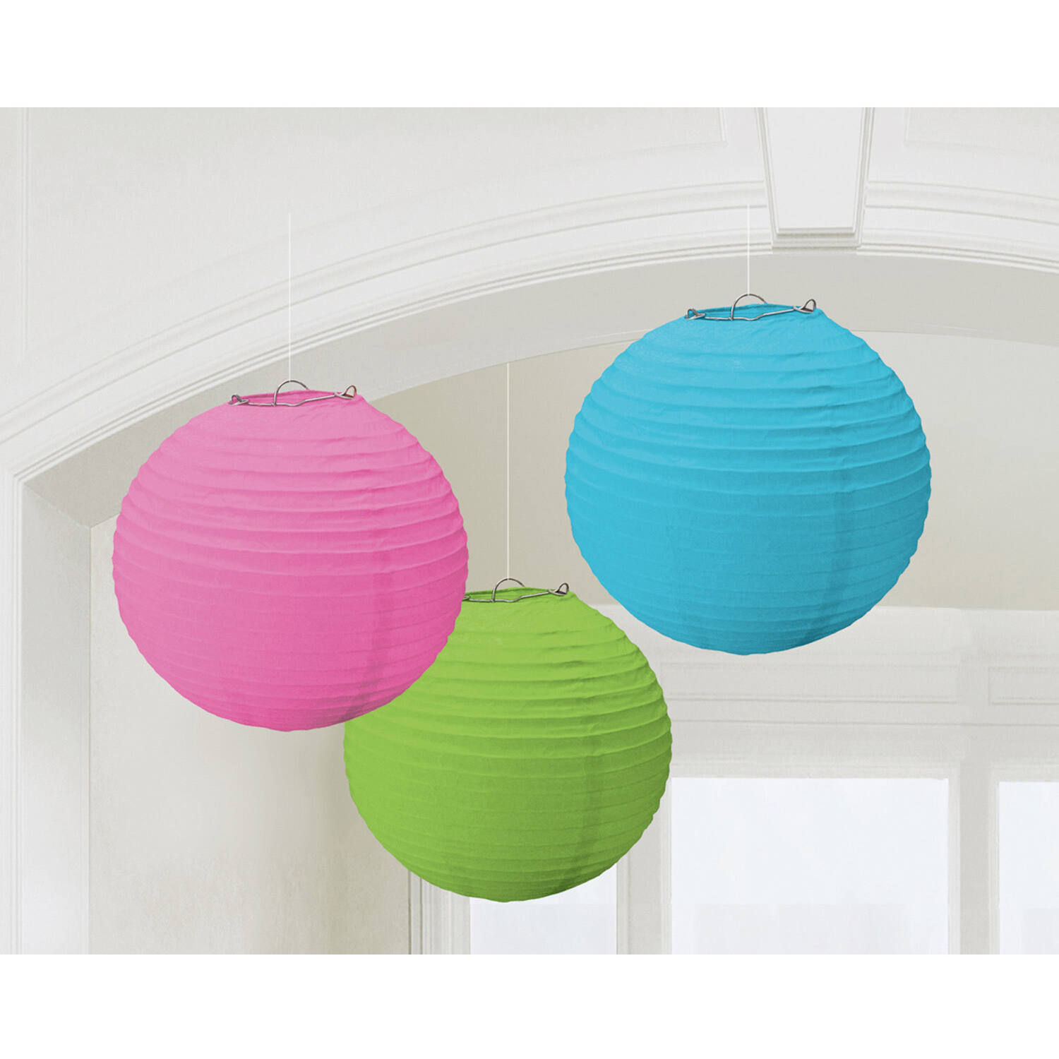 3 Lanterns Multicolour Paper 24.1 cm