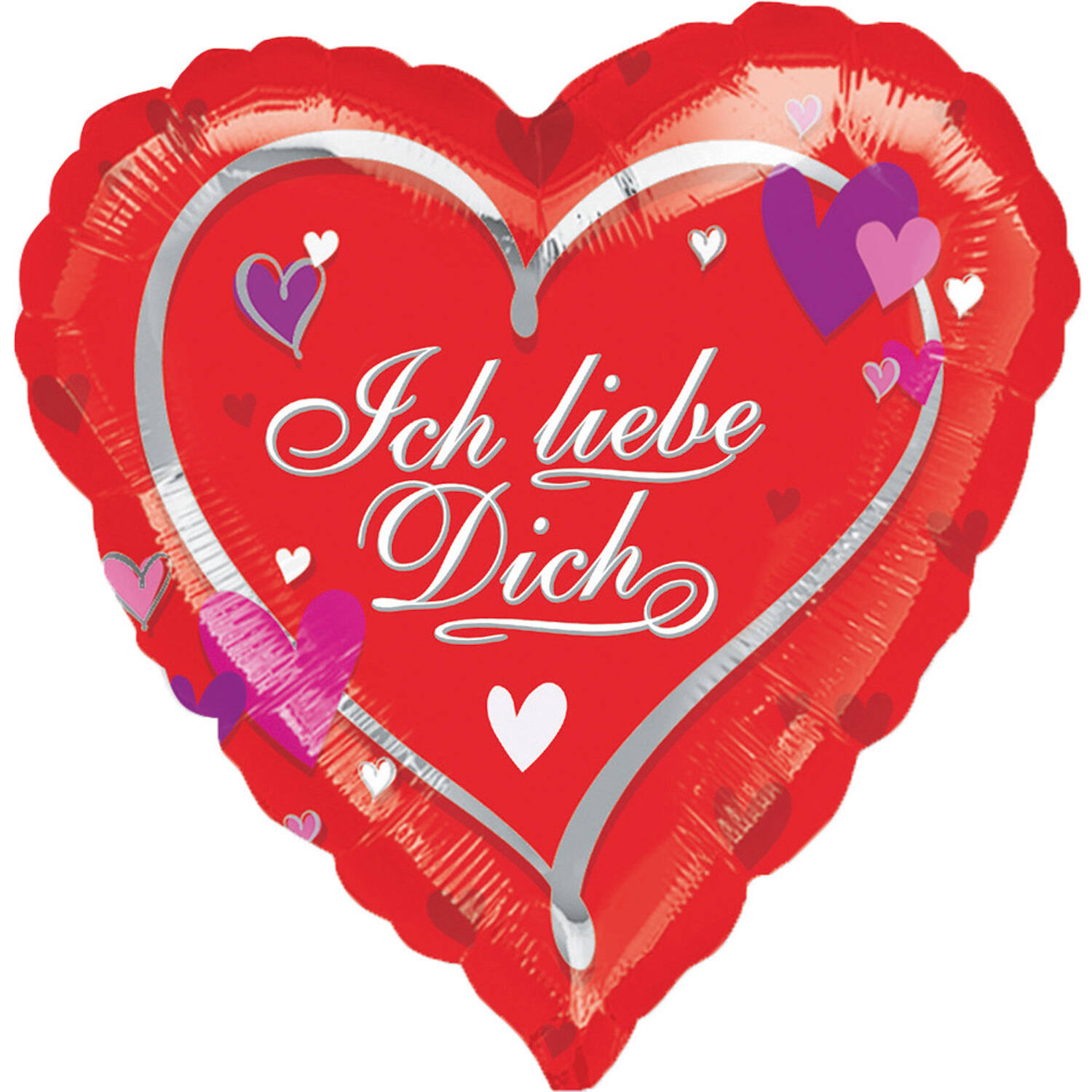 Foil Balloon - Shape - Heart - "Ich liebe Dich" - 45 cm