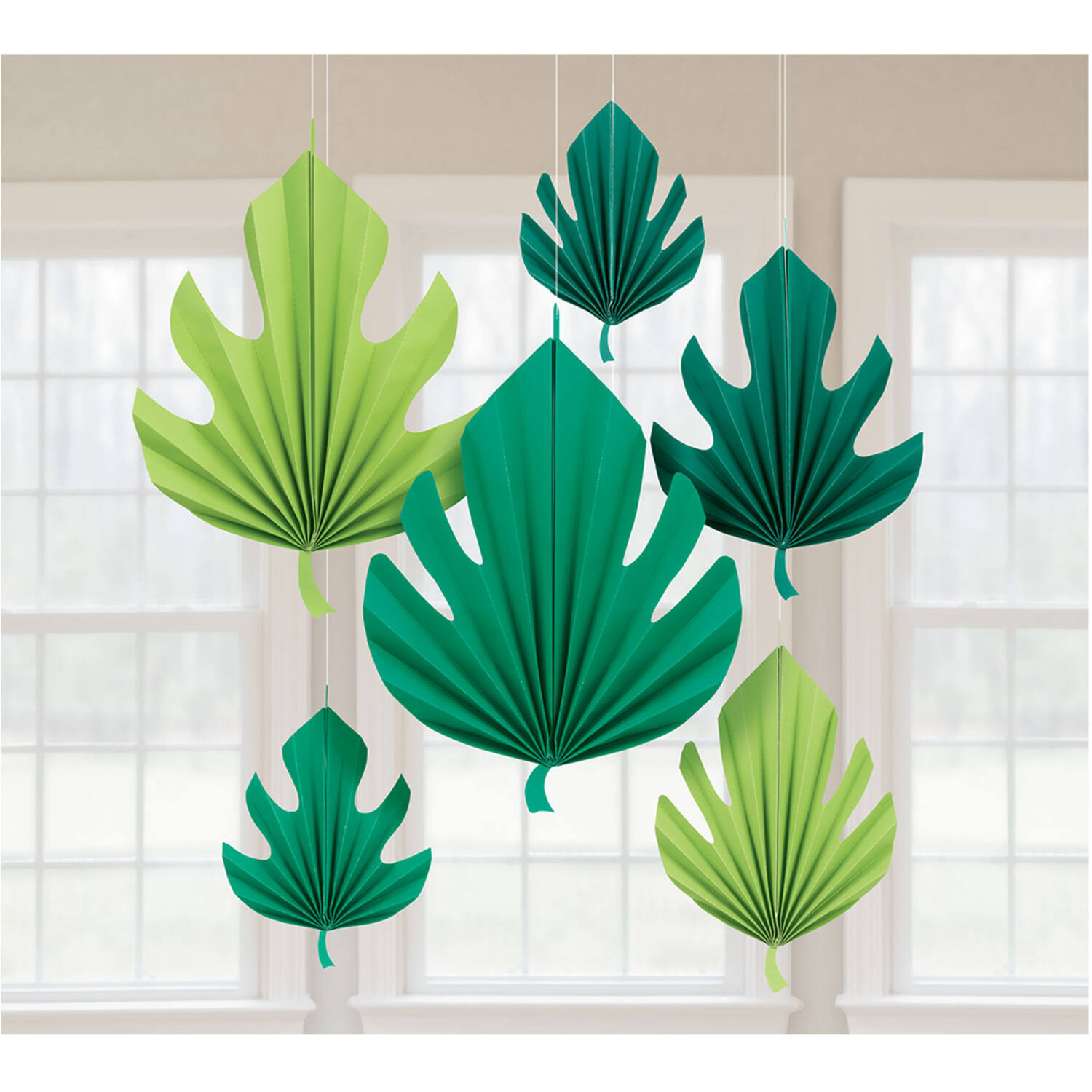6 Fan Decorations Palm Leaf Paper 20.3 cm ( 30.4 cm / 40.6 c