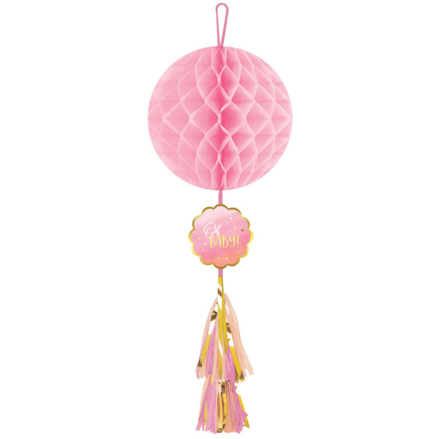 Honeycomb Decoration with Tassel Oh Baby Girl Paper 74.9 cm