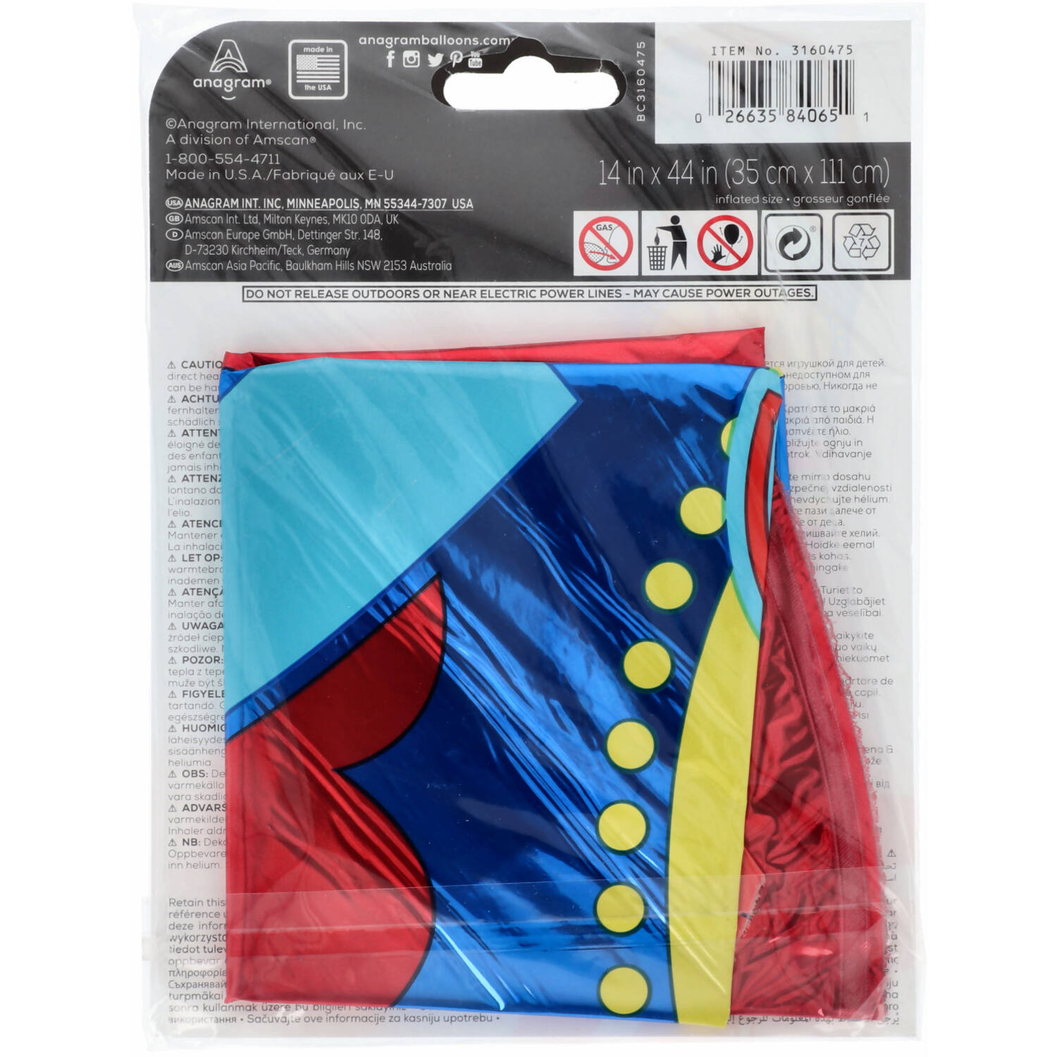 Foil Balloon - Shape - School Cone - "ABC" - 35 x 111 cm