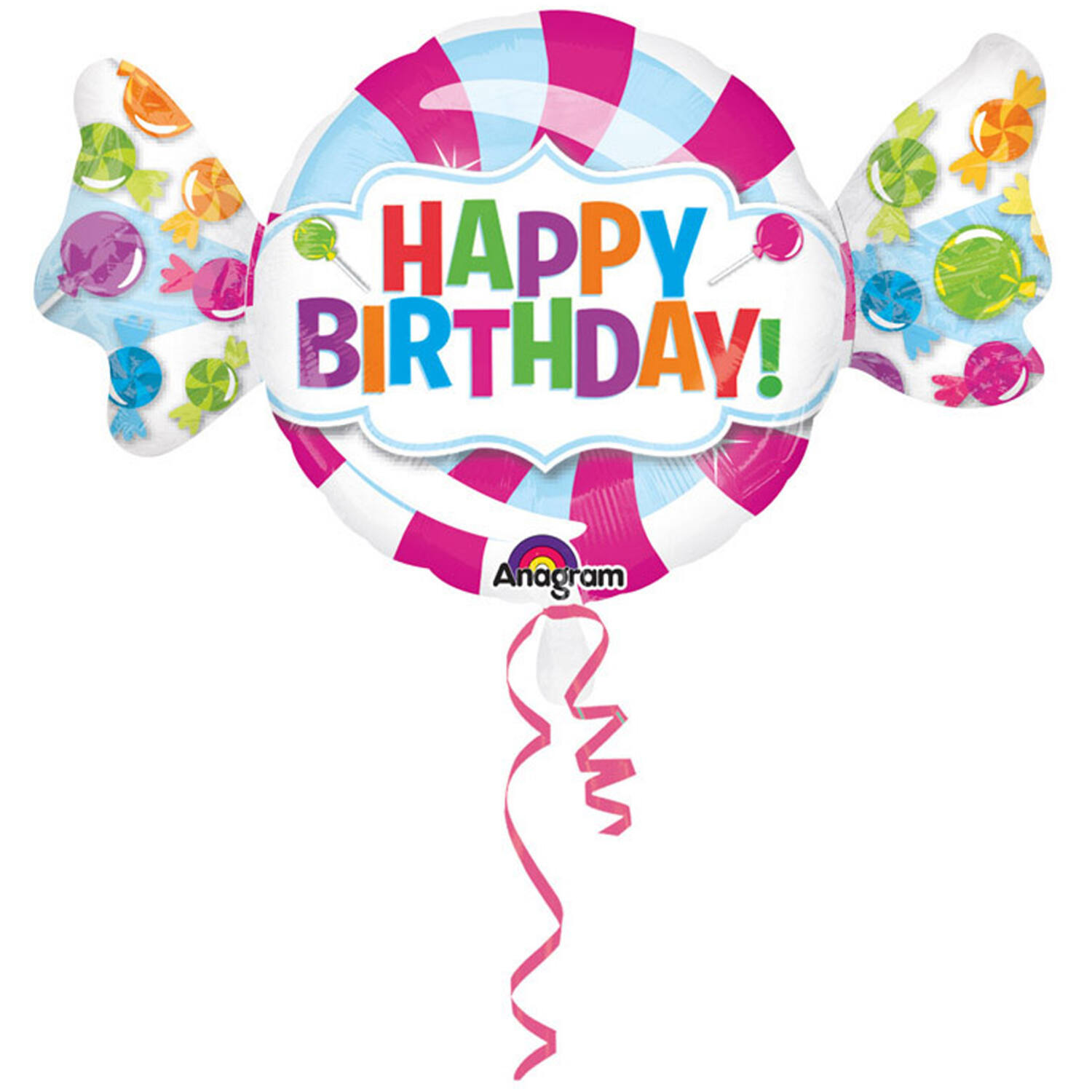 Foil Balloon - Shape - Candy "HAPPY BIRTHDAY!" - 101 x 60 cm