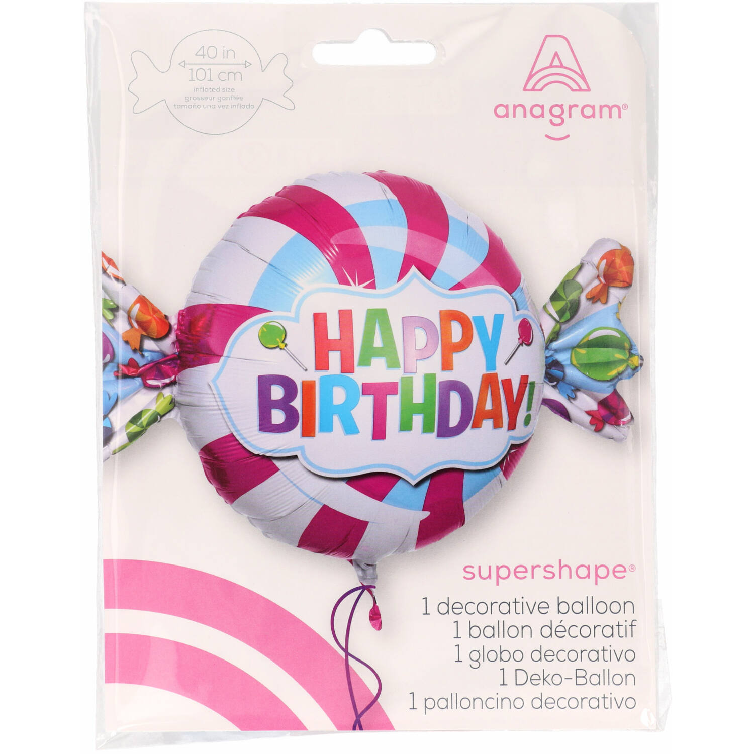 Foil Balloon - Shape - Candy "HAPPY BIRTHDAY!" - 101 x 60 cm