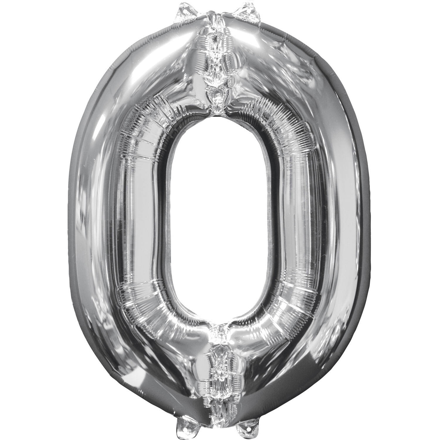 Foil Balloon - Number - 0 - Silver - 51 x 66 cm