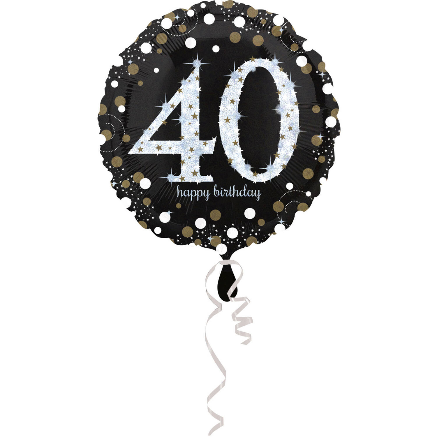 Foil balloon - Holographic Sparkling - "40 Happy Birthday" - 45 cm