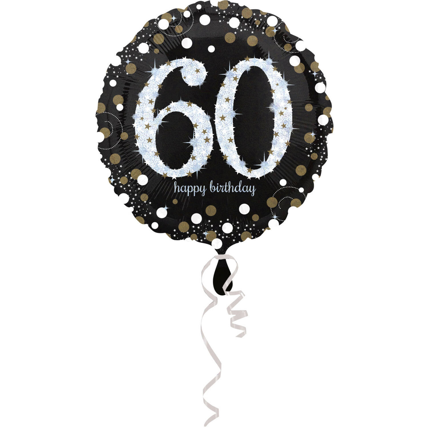 Foil balloon - Holographic Sparkling - "60 Happy Birthday" - 45 cm