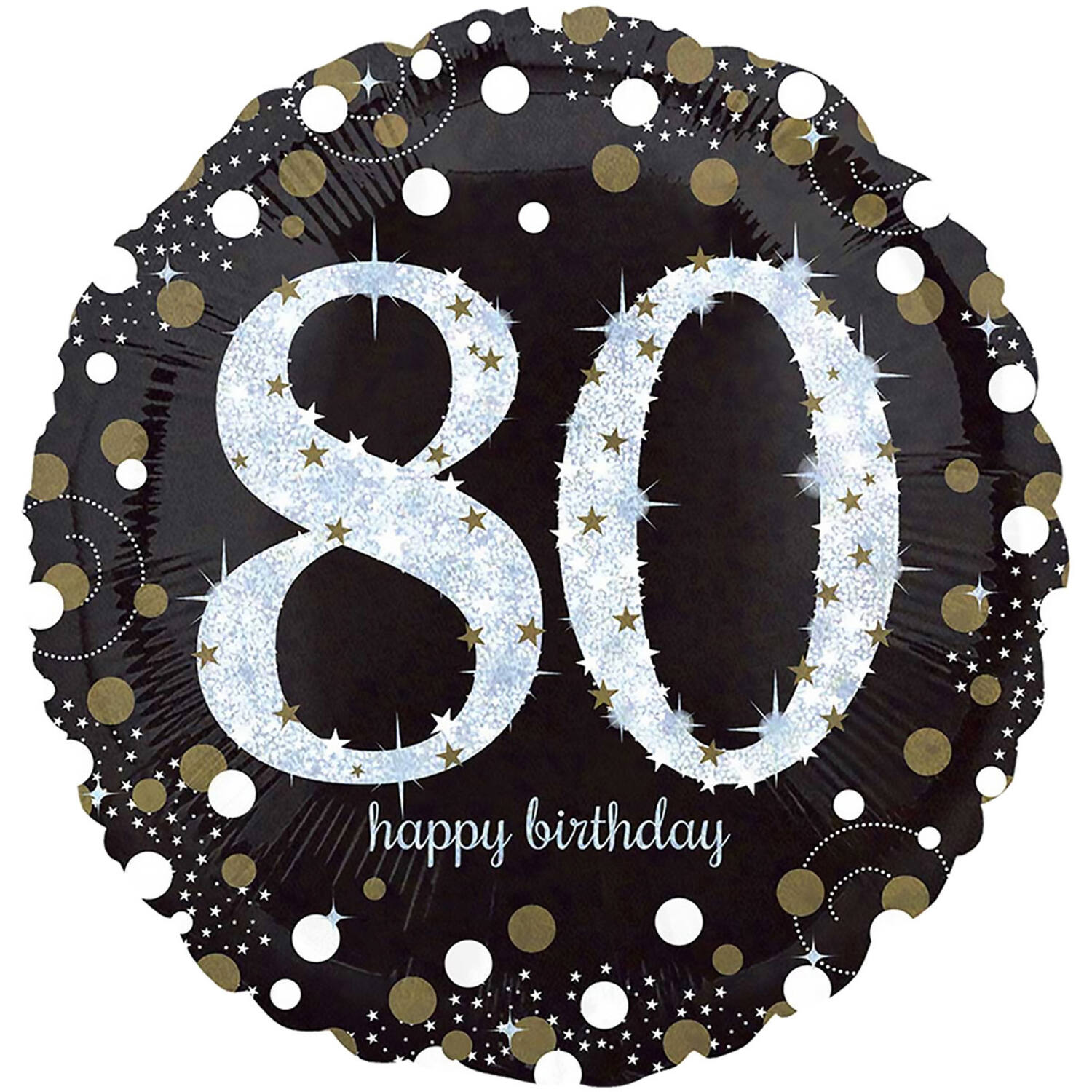 Foil balloon - Holographic Sparkling - "80 Happy Birthday" - 45 cm