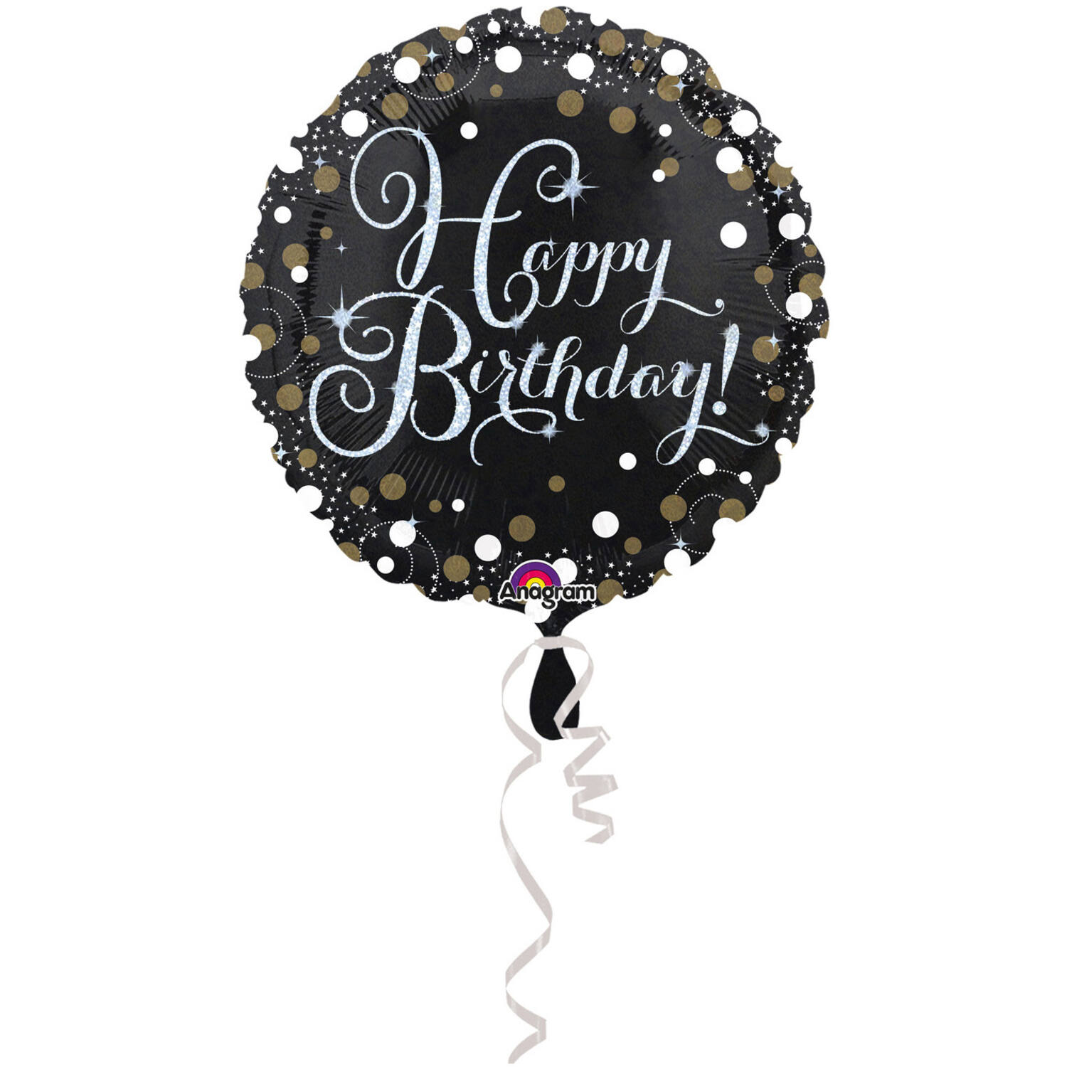 Foil Balloon - "Happy Birthday" - Holographic Glitter - 45 cm