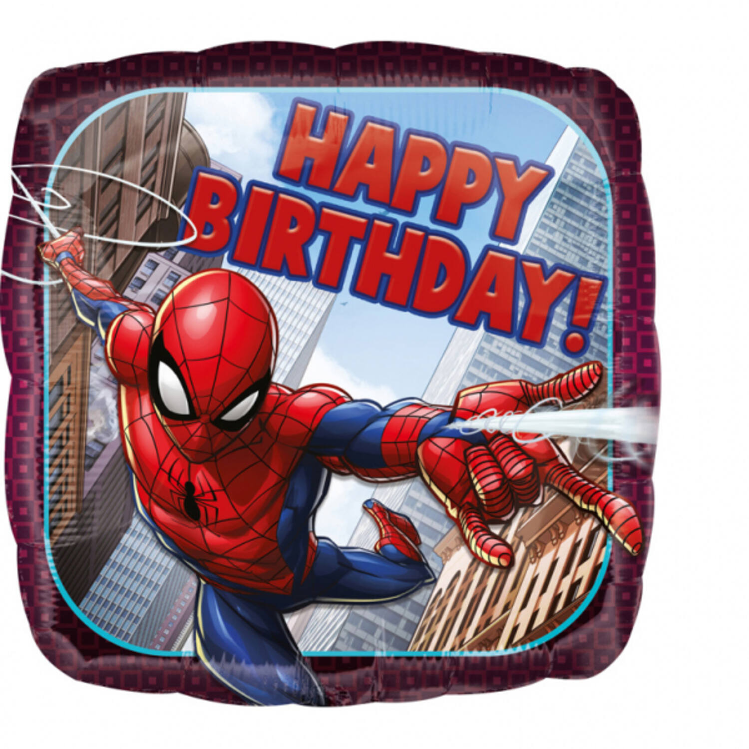 Foil Balloon - Shape - Square - Spider-Man "HAPPY BIRTHDAY!" - 45 cm