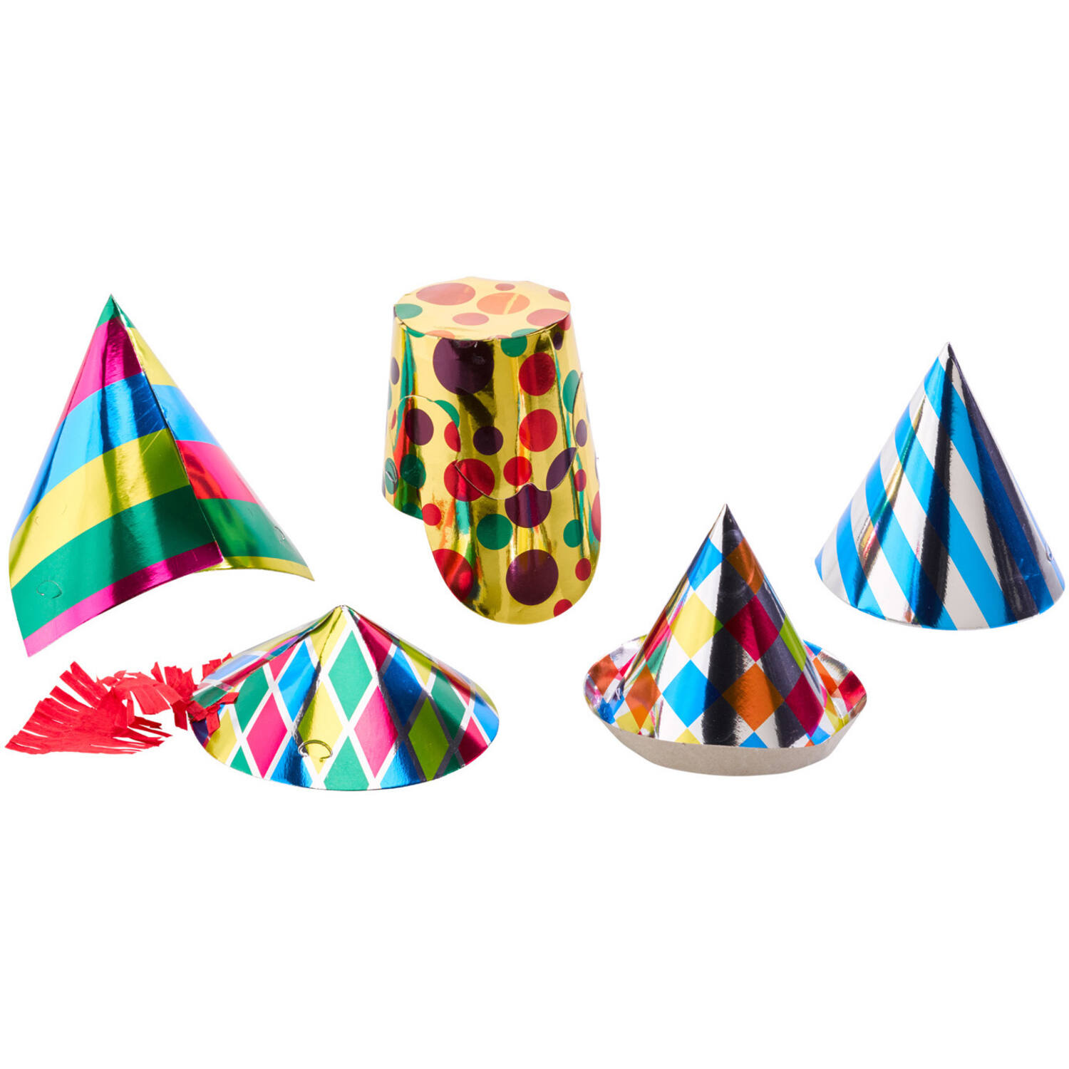 Party Cone Hats Multi-Coloured Assorted Paper Height 10.5 cm