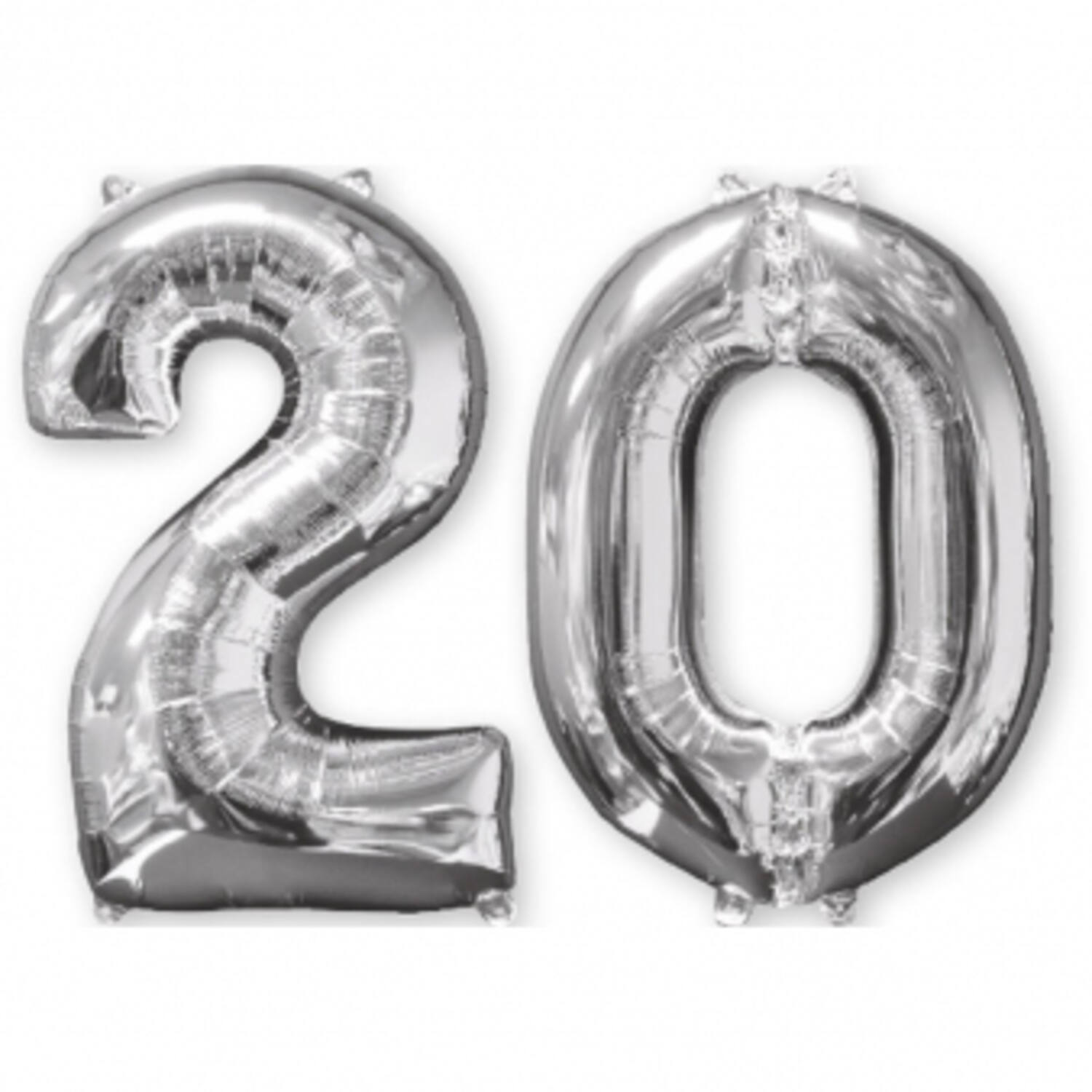 Foil Balloon - Number Duo - "20" - Silver - 66 cm