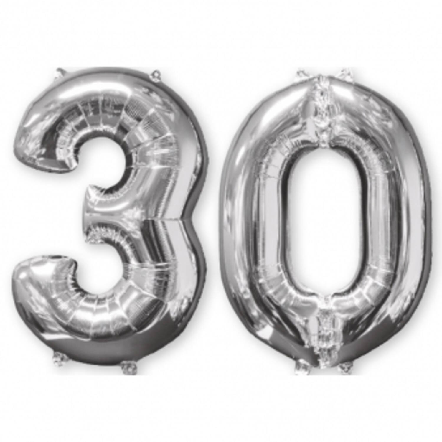 Foil Balloon - Number Duo - "30" - Silver - 66 cm
