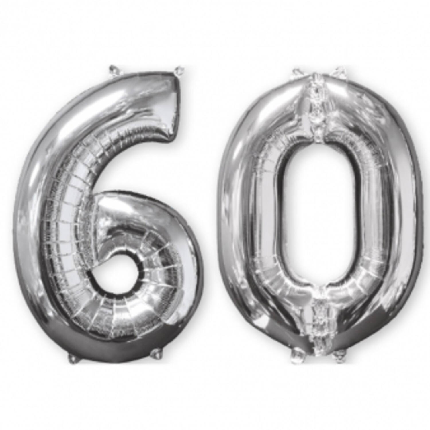 Foil Balloon - Number Duo - "60" - Silver - 66 cm