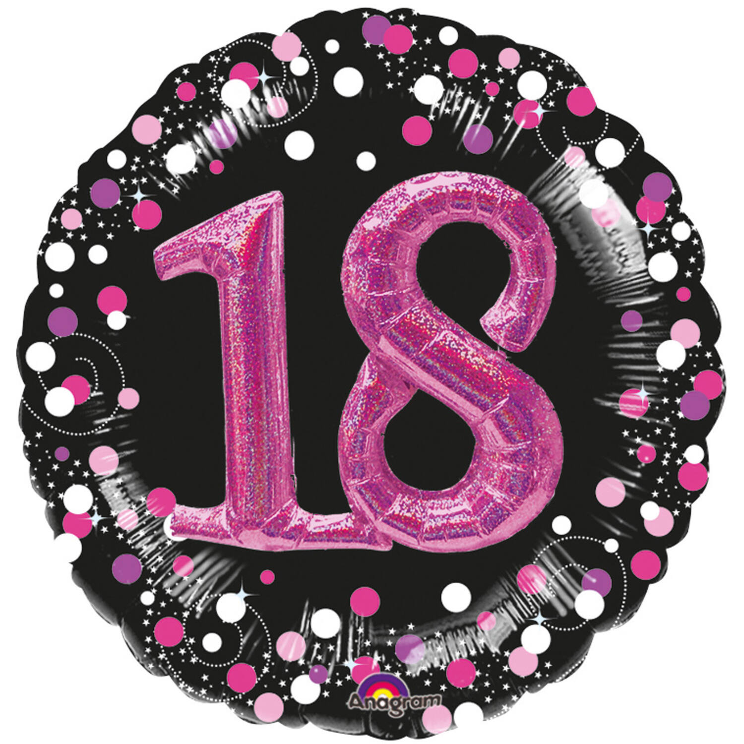 Multi Sparkling Pink 18 Foil Balloon P75 Packaged 81 cm x 81 cm