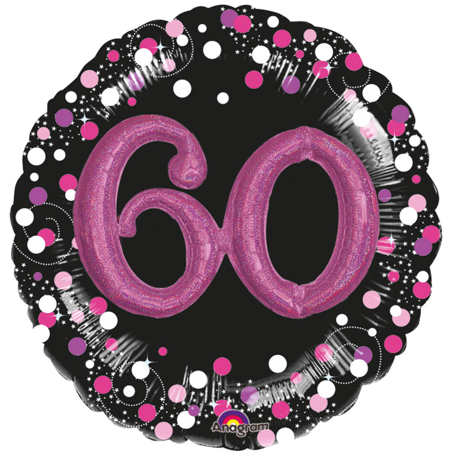 Multi Sparkling Pink 60 Foil Balloon P75 Packaged 81 cm x 81 cm