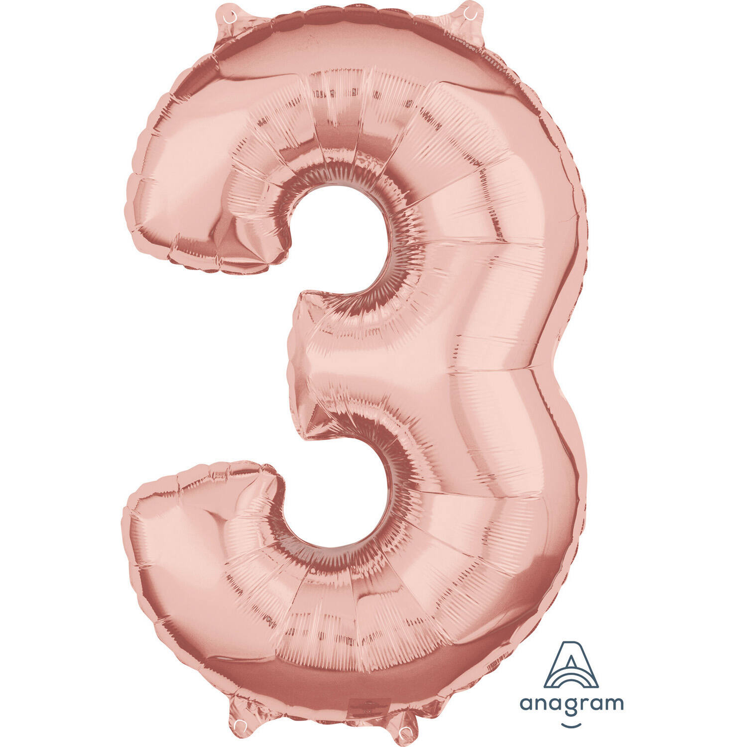 Foil Balloon - Number - 3 - Rose Gold - 43 x 66 cm