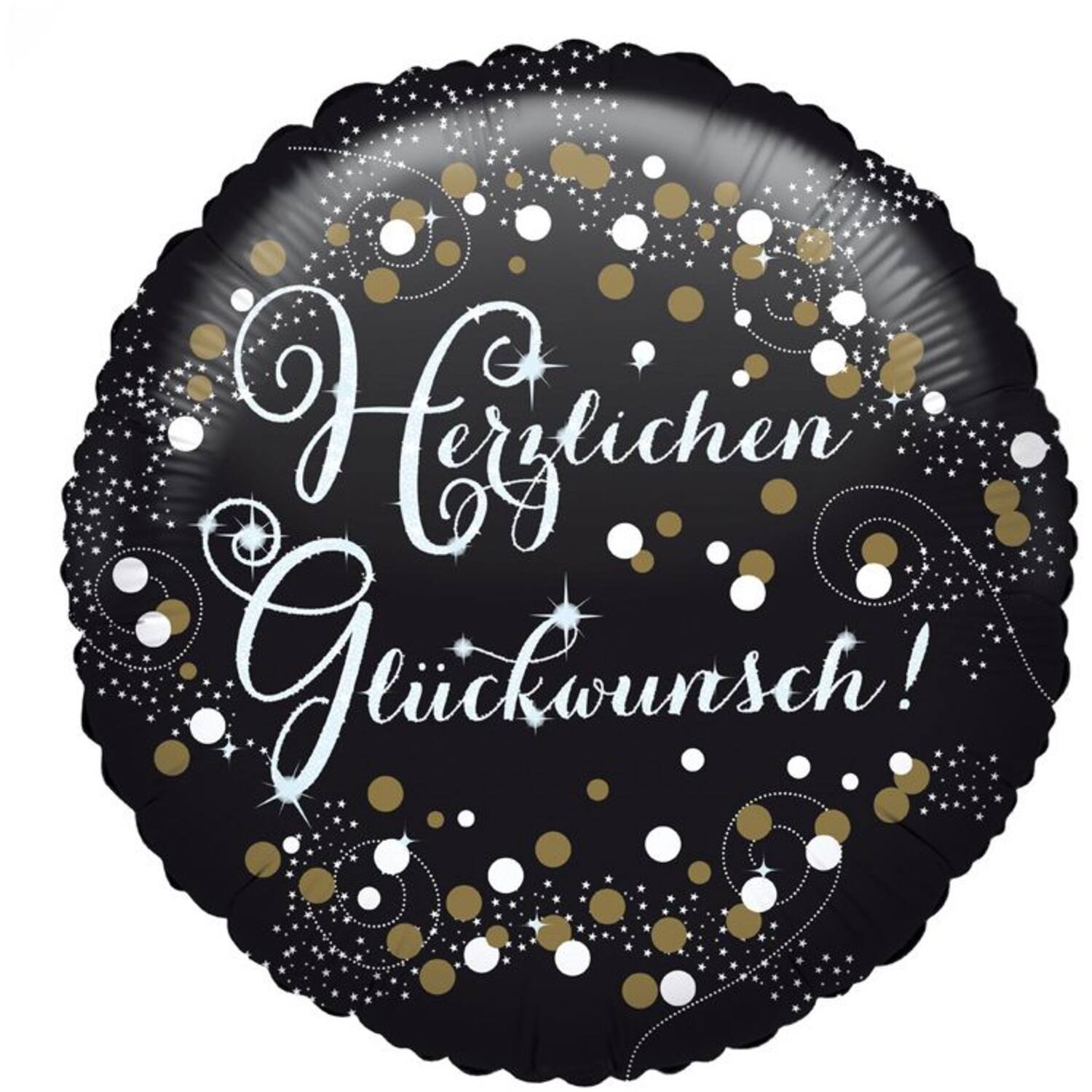 Foil Balloon - "Herzlichen Glückwunsch!" - Black - 45 cm
