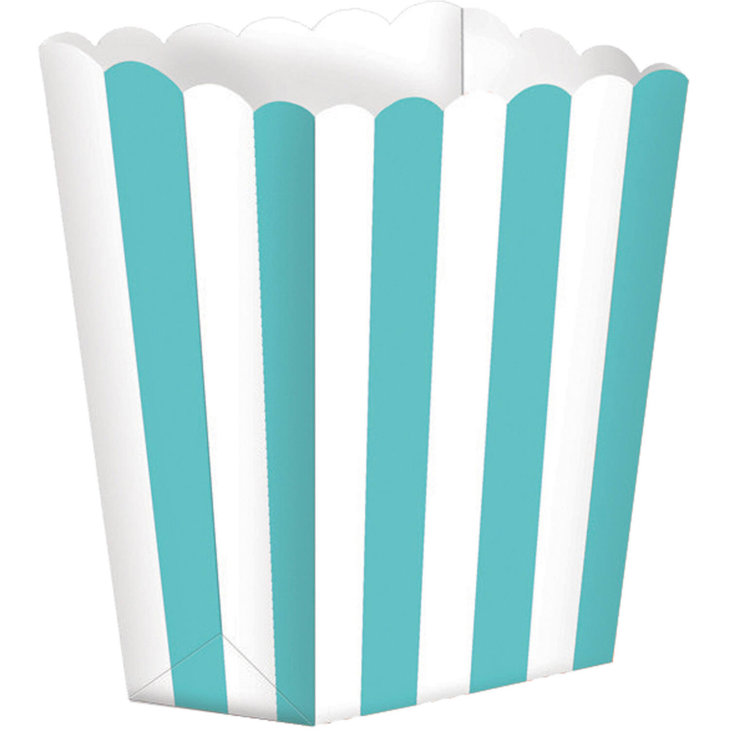 5 Popcorn Boxes Stripes Robin's Egg Blue Paper 6.3 x 13.4 x 3.8 cm