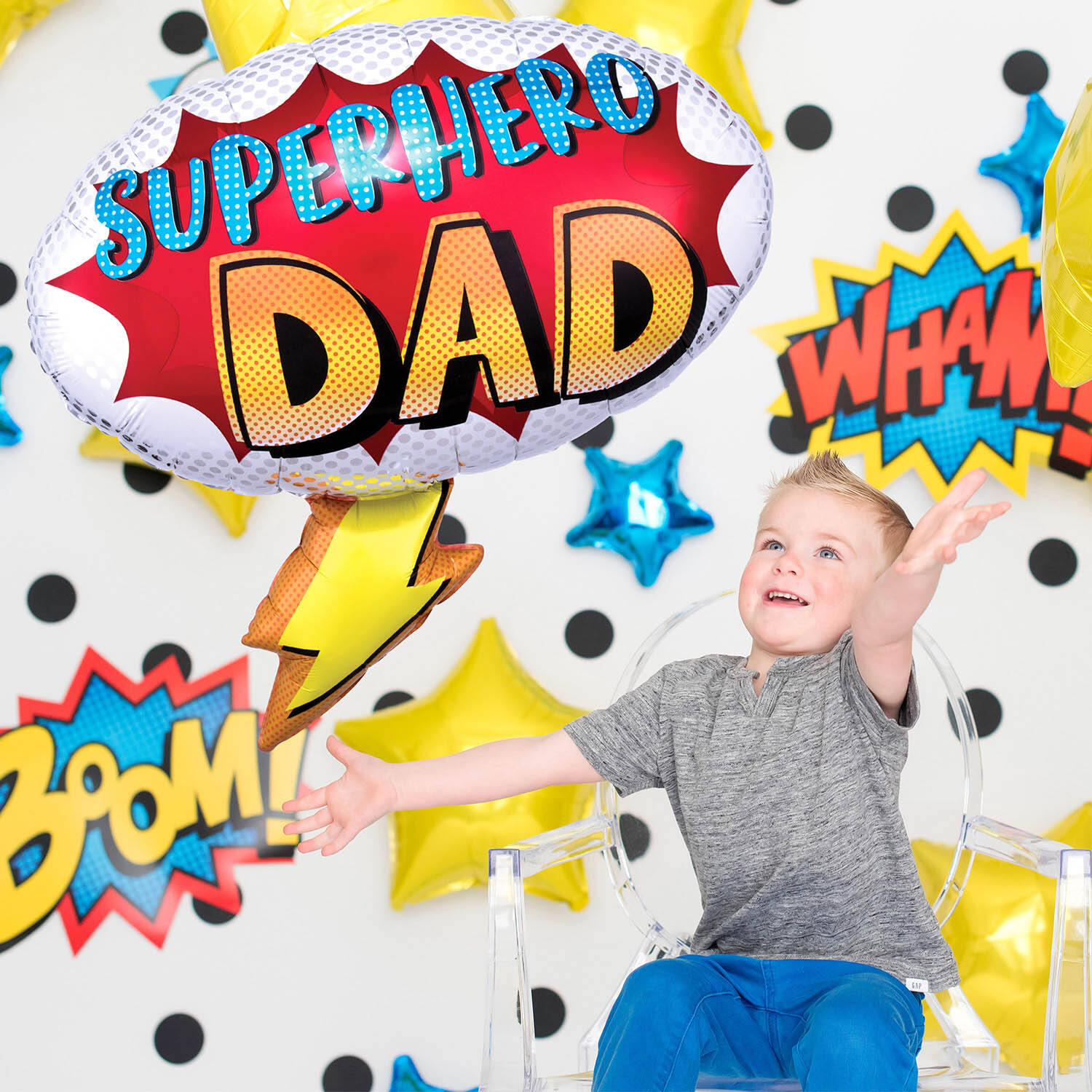 SuperShape Superhero Dad Foil Balloon P30 Packaged 68cm x 66cm
