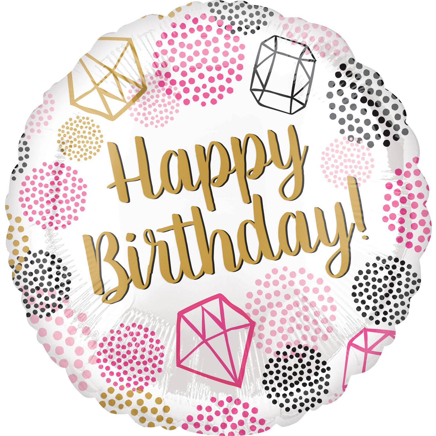 Standard Happy Birthday Gems Foil Balloon S40 Packaged 43 cm