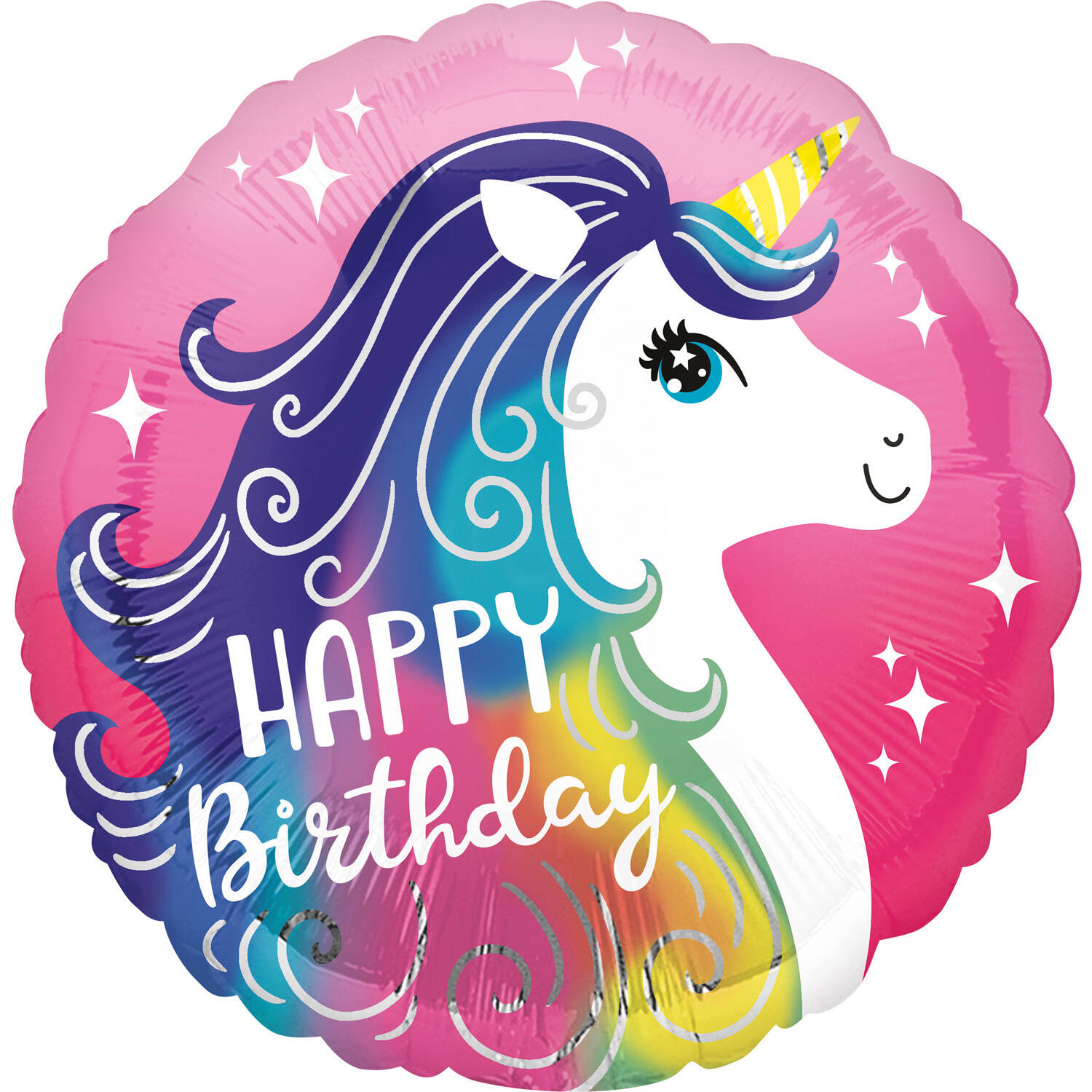 Standard HX Pink Unicorn Happy Birthday Foil Balloon S40 Packaged