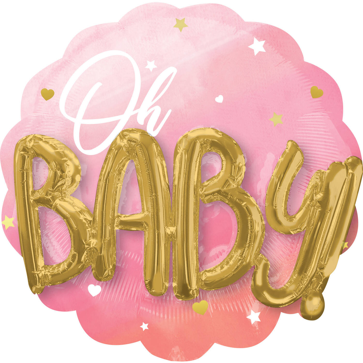 Foil Balloon - 3D - "Oh BABY!" - Pink - 71 x 71 cm