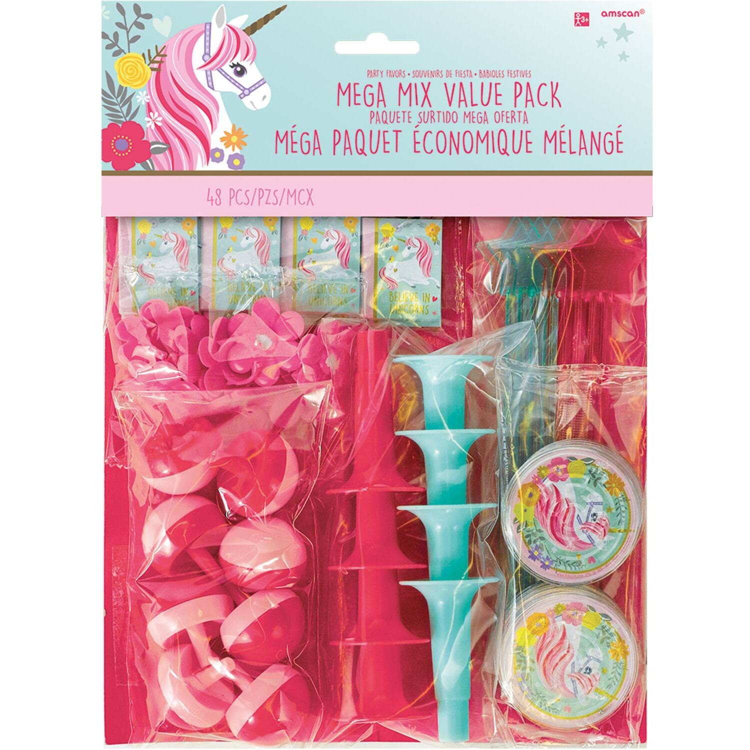 Favour Pack Magical Unicorn Plastic / Paper 48 Pieces