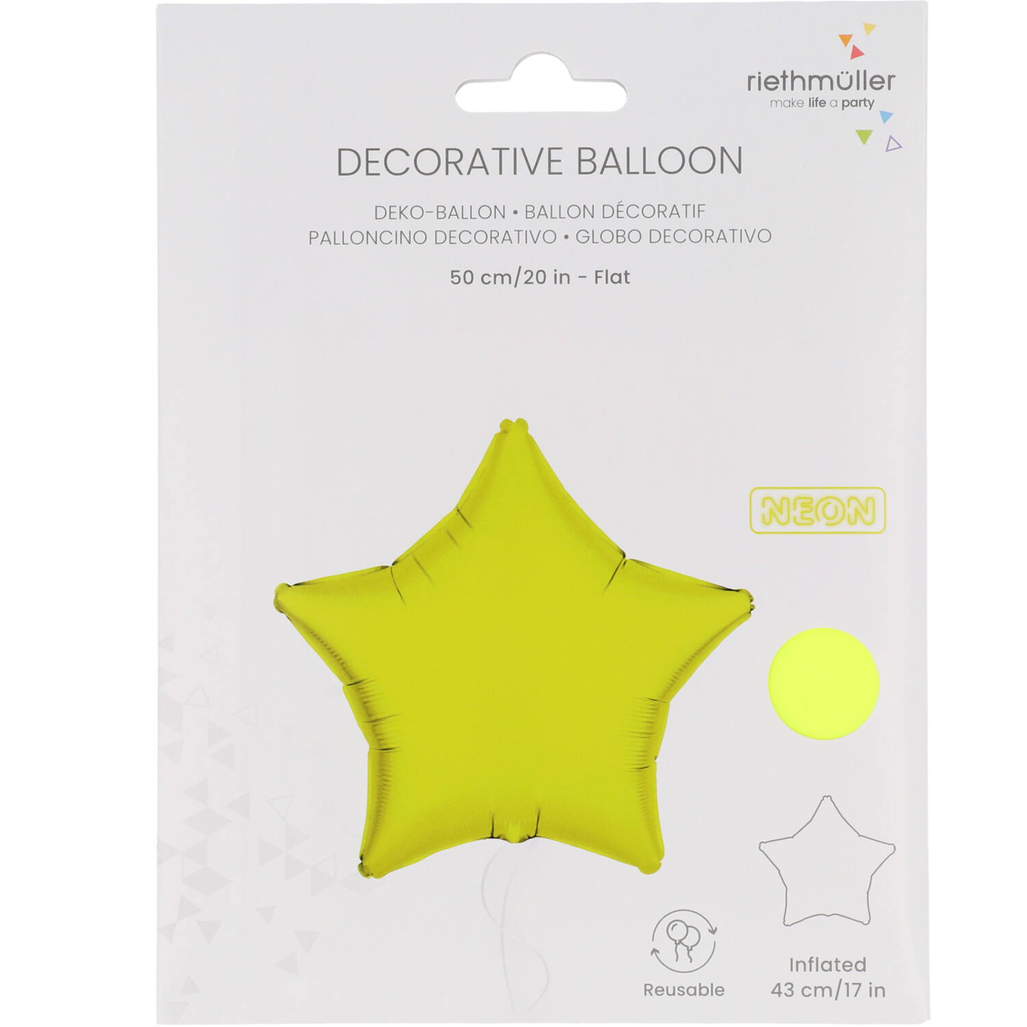 Foil Balloon Shape Star - Neon Yellow - 48 cm