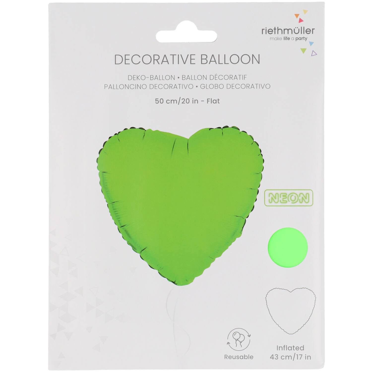 Foil Balloon Shape Heart - Neon Green - 45 cm