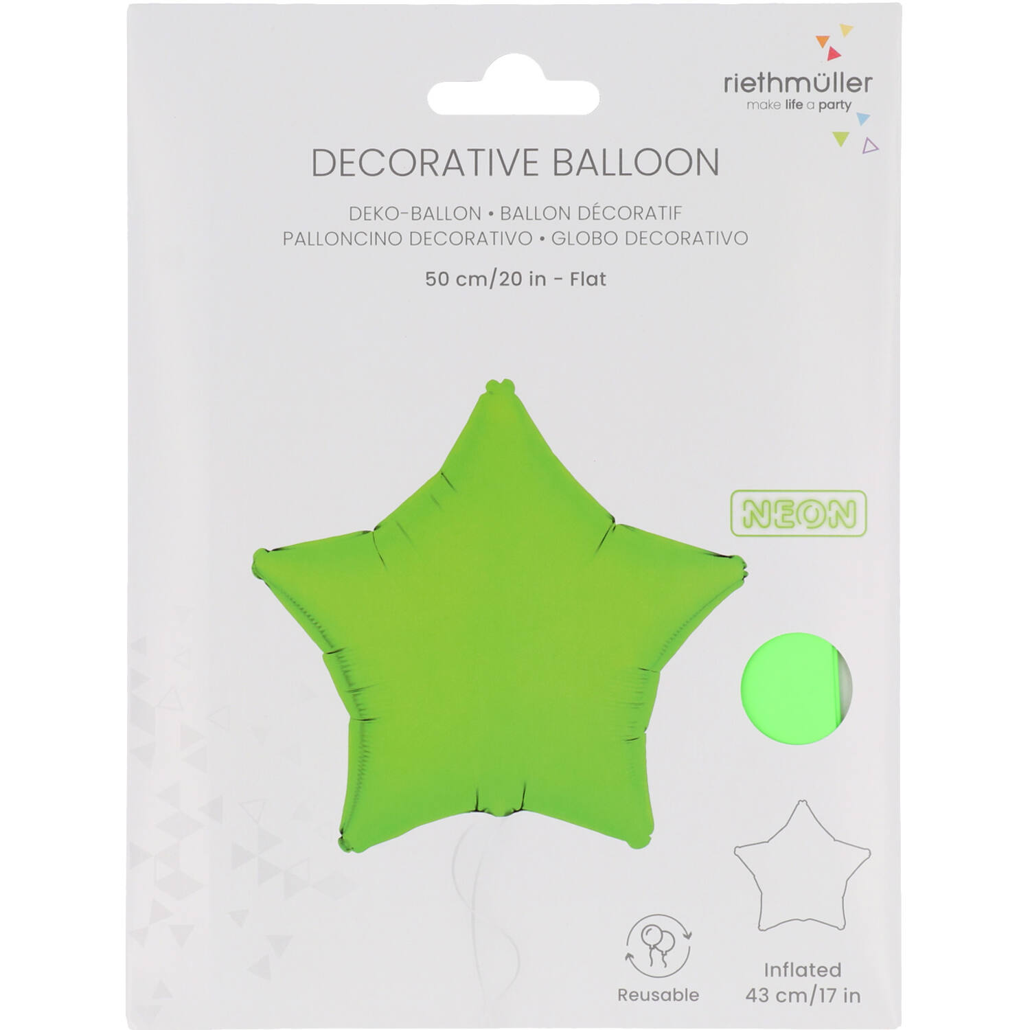 Foil Balloon Shape Star - Neon Green - 48 cm
