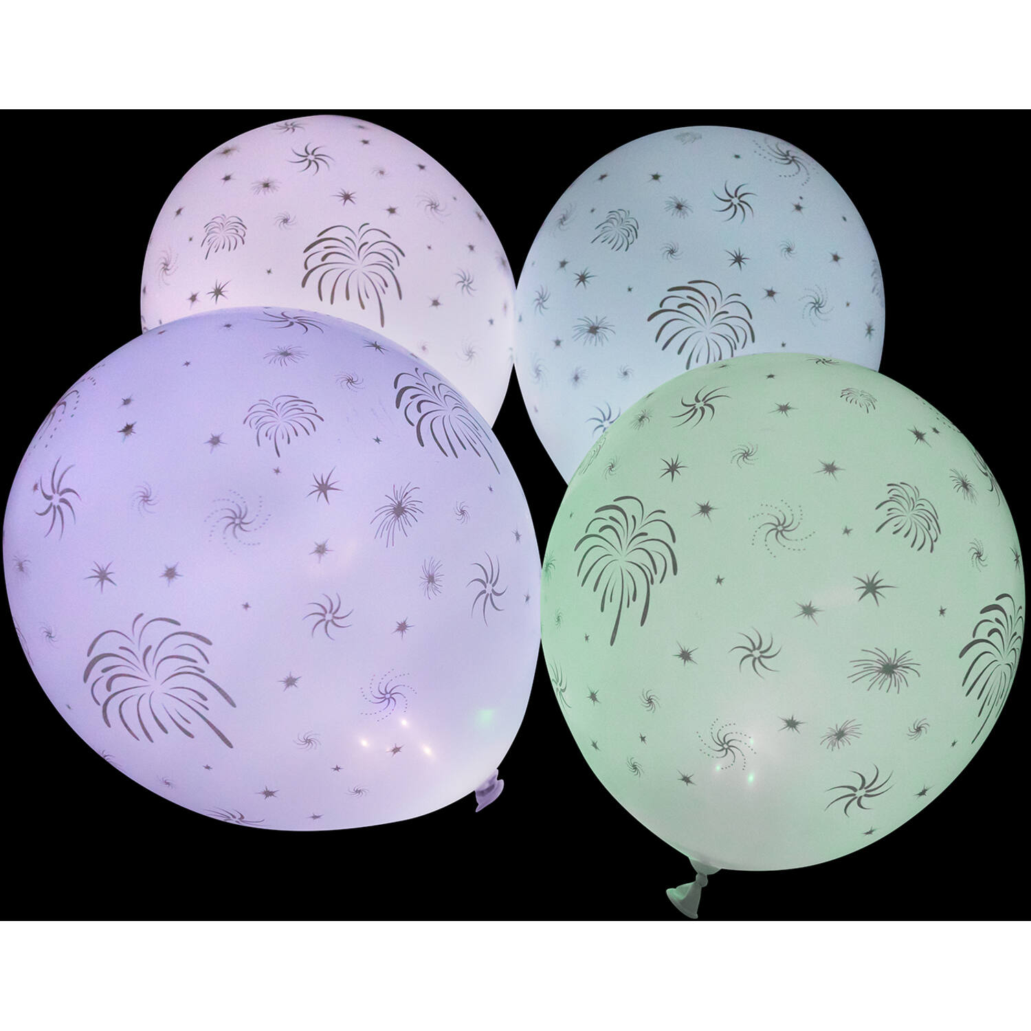 4 Latex Balloons LED Firework 27.5 cm / 11"