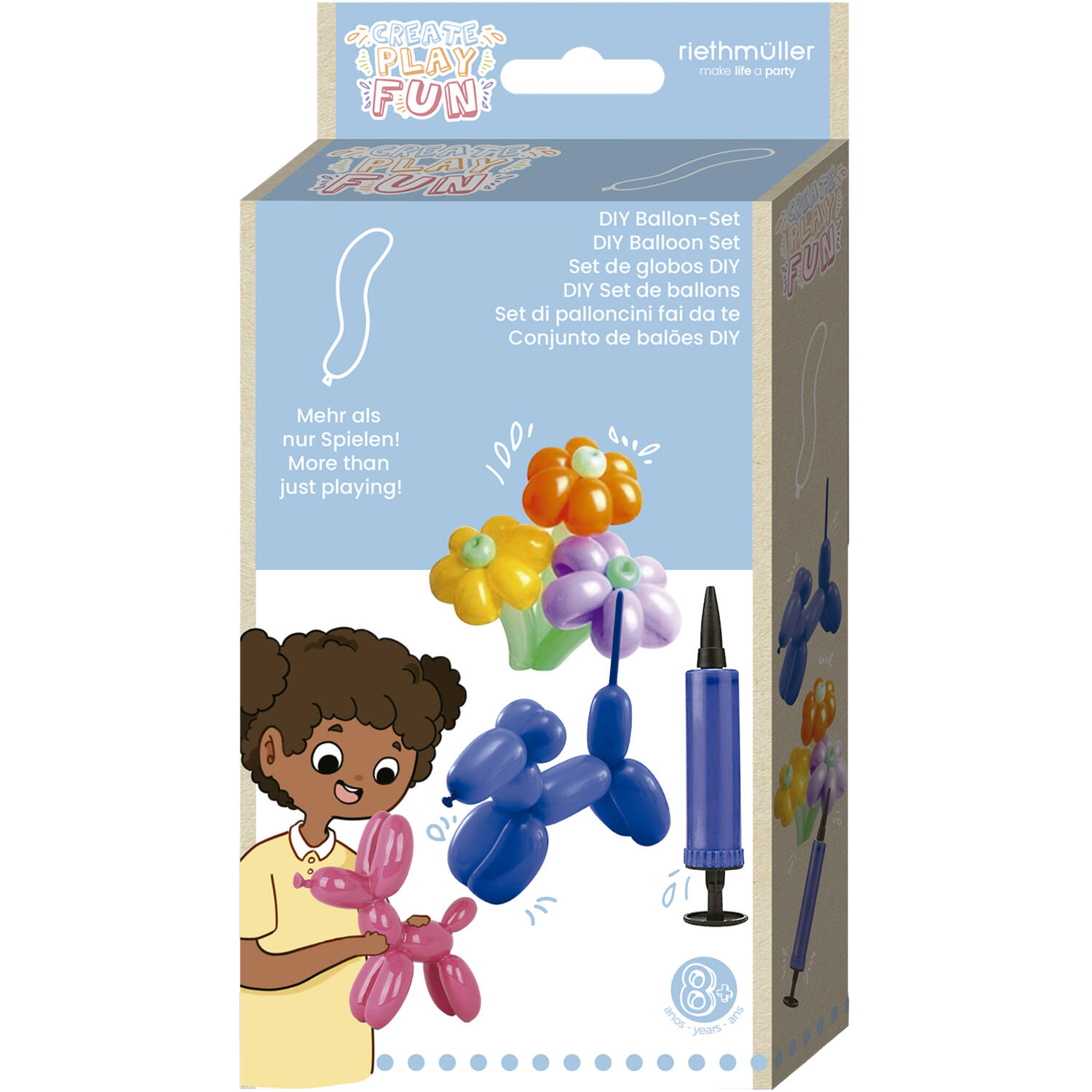 15 latex modelling balloons 135 cm, incl. air pump