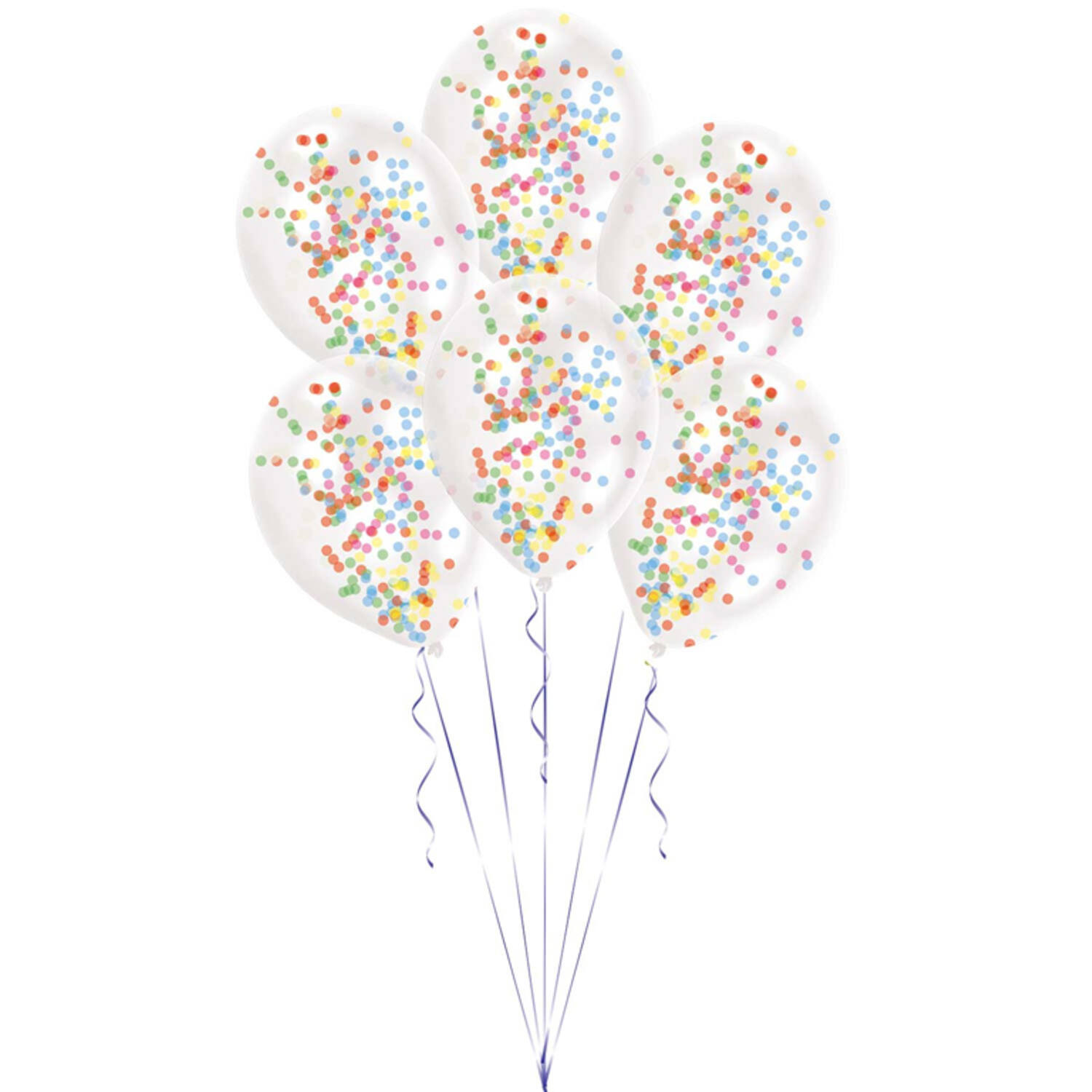 6 Latex Balloons Clear Confetti Filled assorted (1 g per Ballon) 27.5 cm / 11"