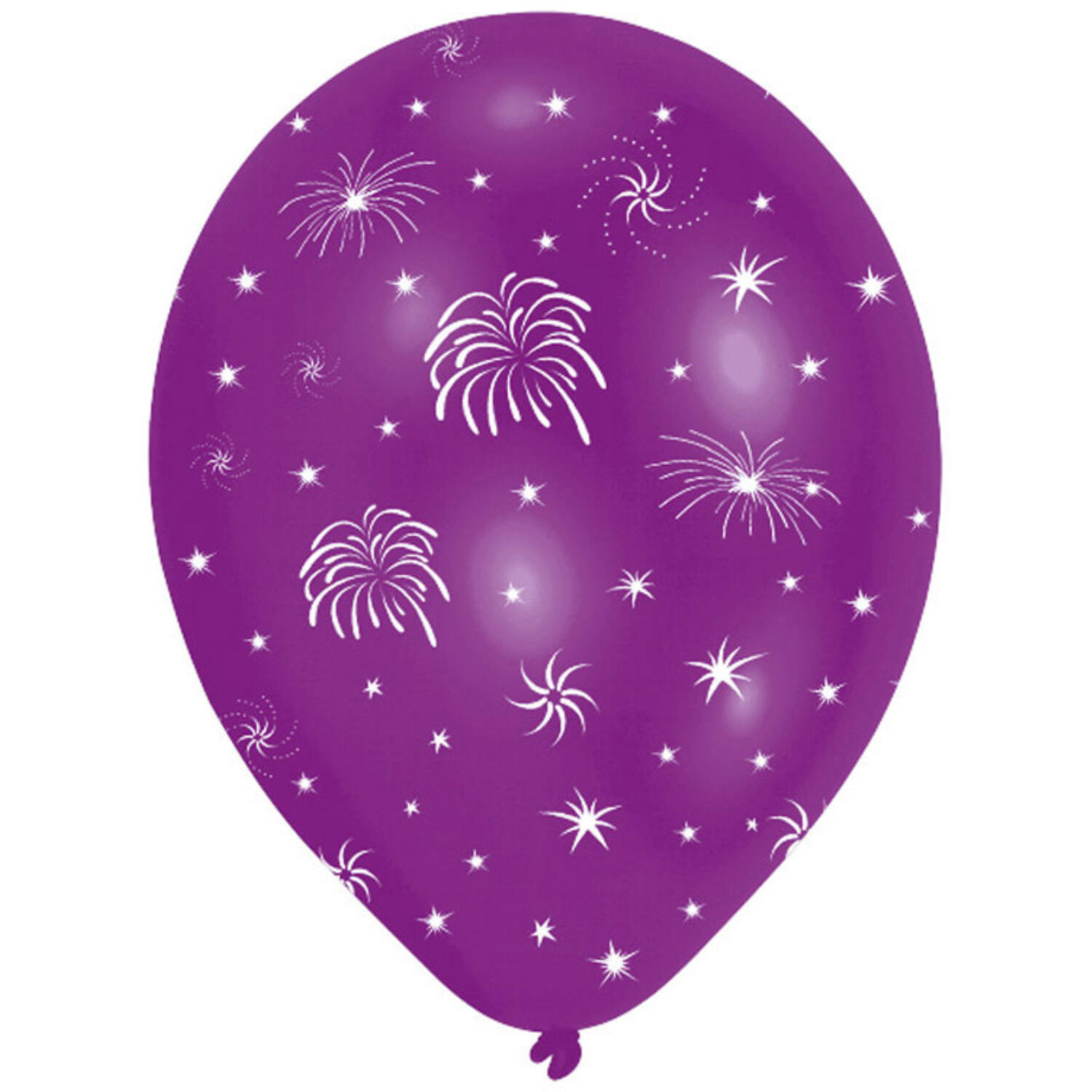 6 Latex Balloons All Round Printed Fireworks 27.5 cm / 11"
