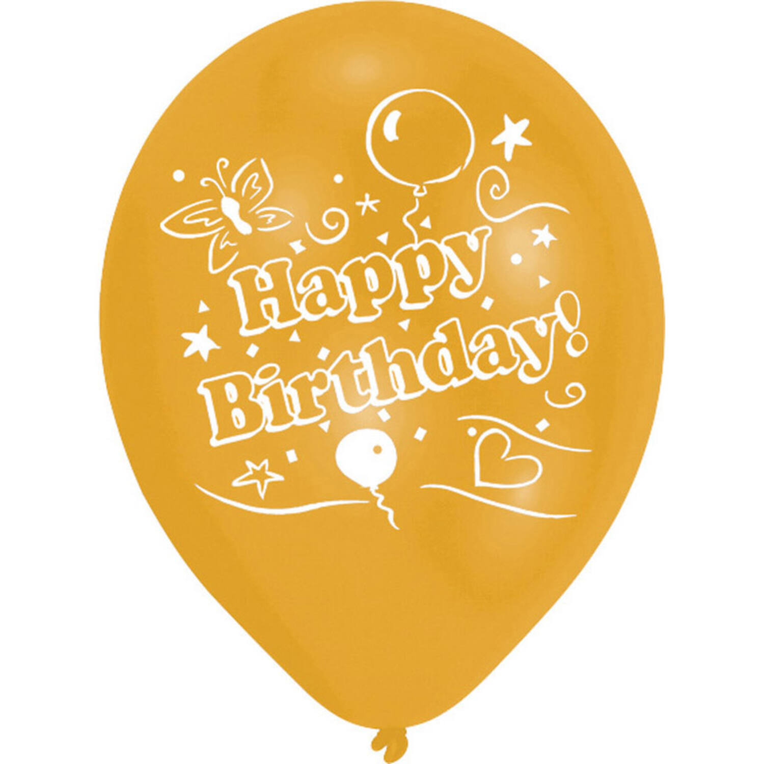 8 Latex Balloons Happy Birthday 2-Sided 25.4 cm / 10"