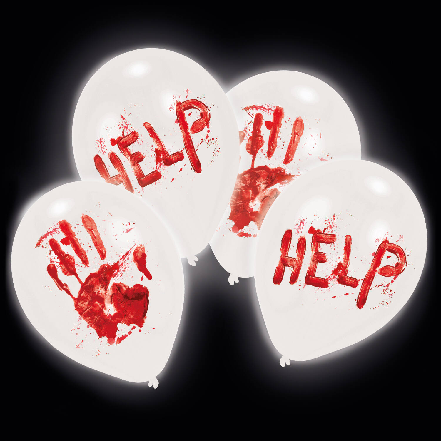 4 Latex Balloons LED Halloween Bloody 27.5 cm / 11"