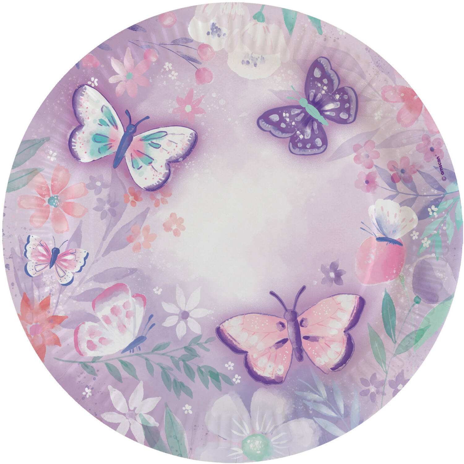 8 Plates Flutter Garden Round Paper 23 cm